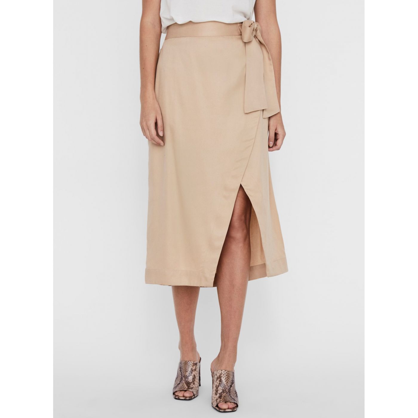 Beige Wrap Midi Skirt AWARE by VERO MODA Katelin
