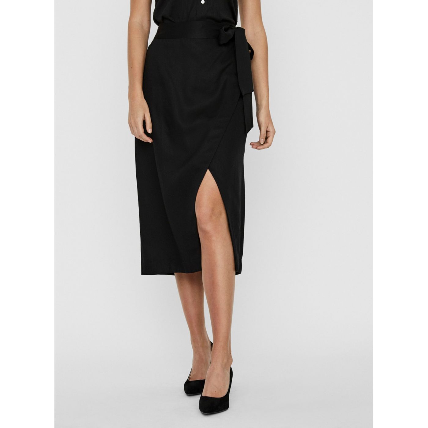 Black Wrap Midi Skirt AWARE by VERO MODA Katelin