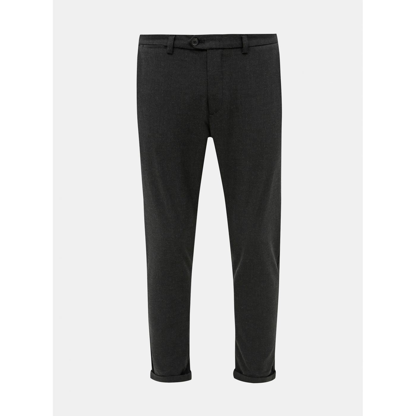 Dark Grey Cropped Plaid Slim Fit Pants Jack & Jones Marco