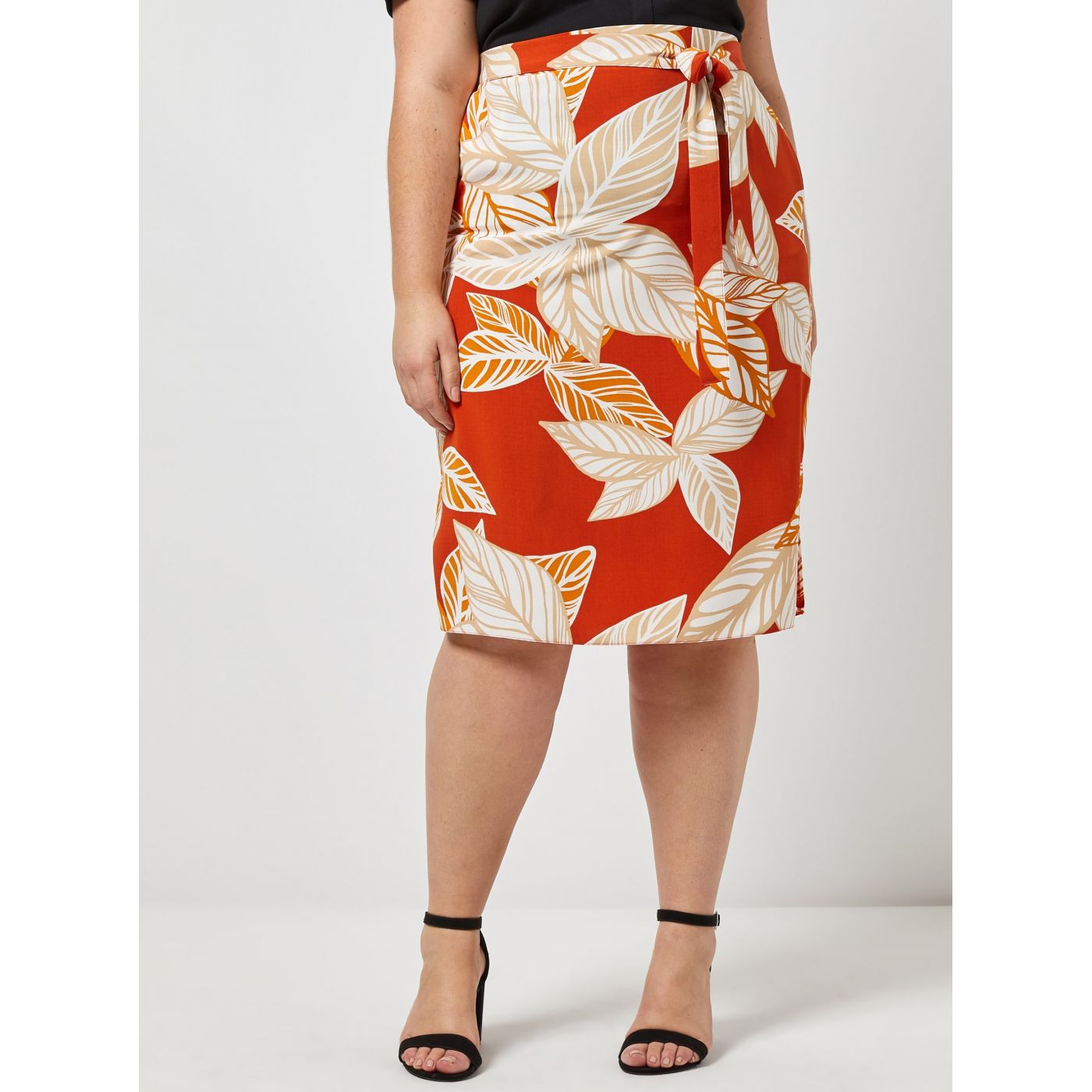 Dorothy Perkins Curve Orange Patterned Skirt