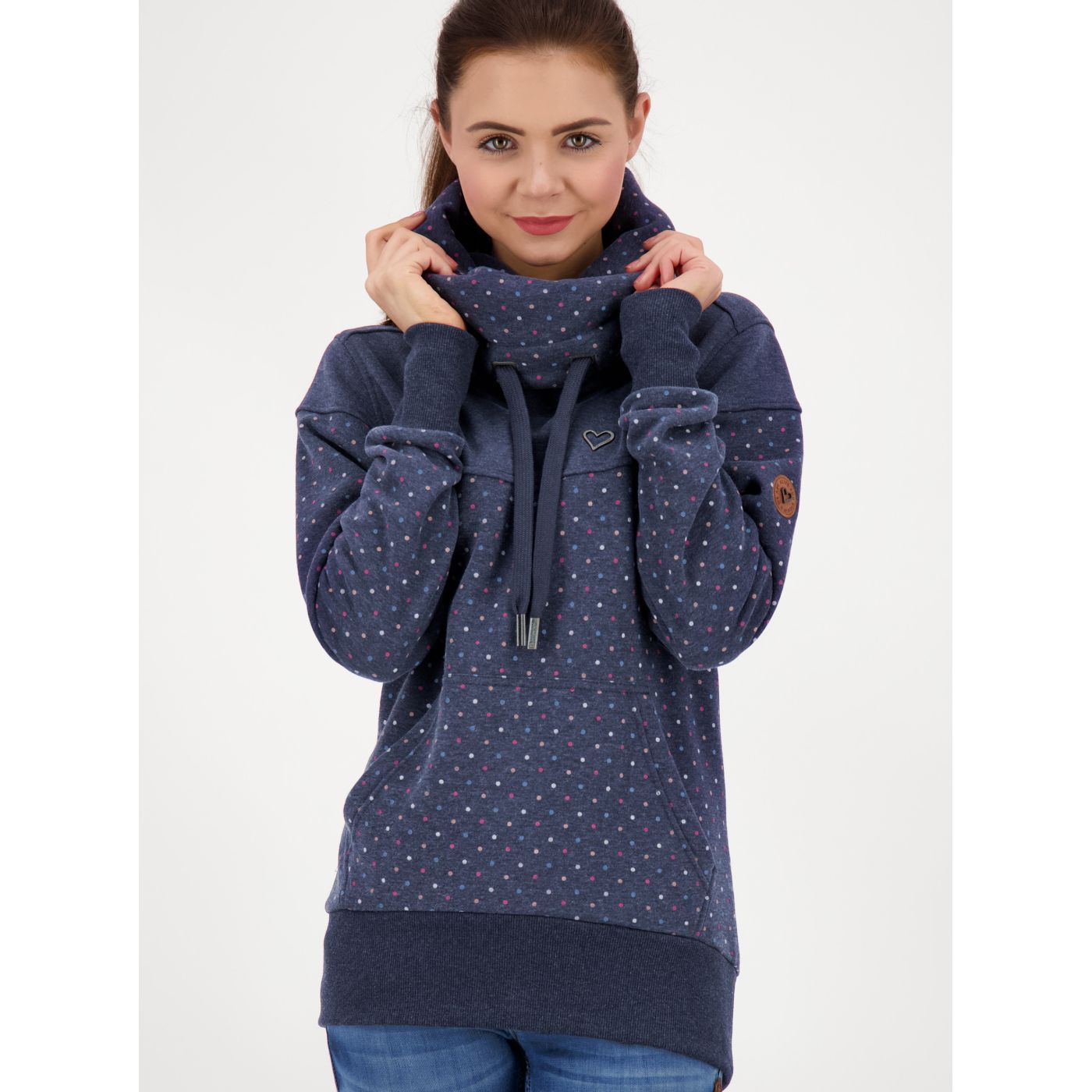Dark blue women's polka dot hoodie Alife and Kickin