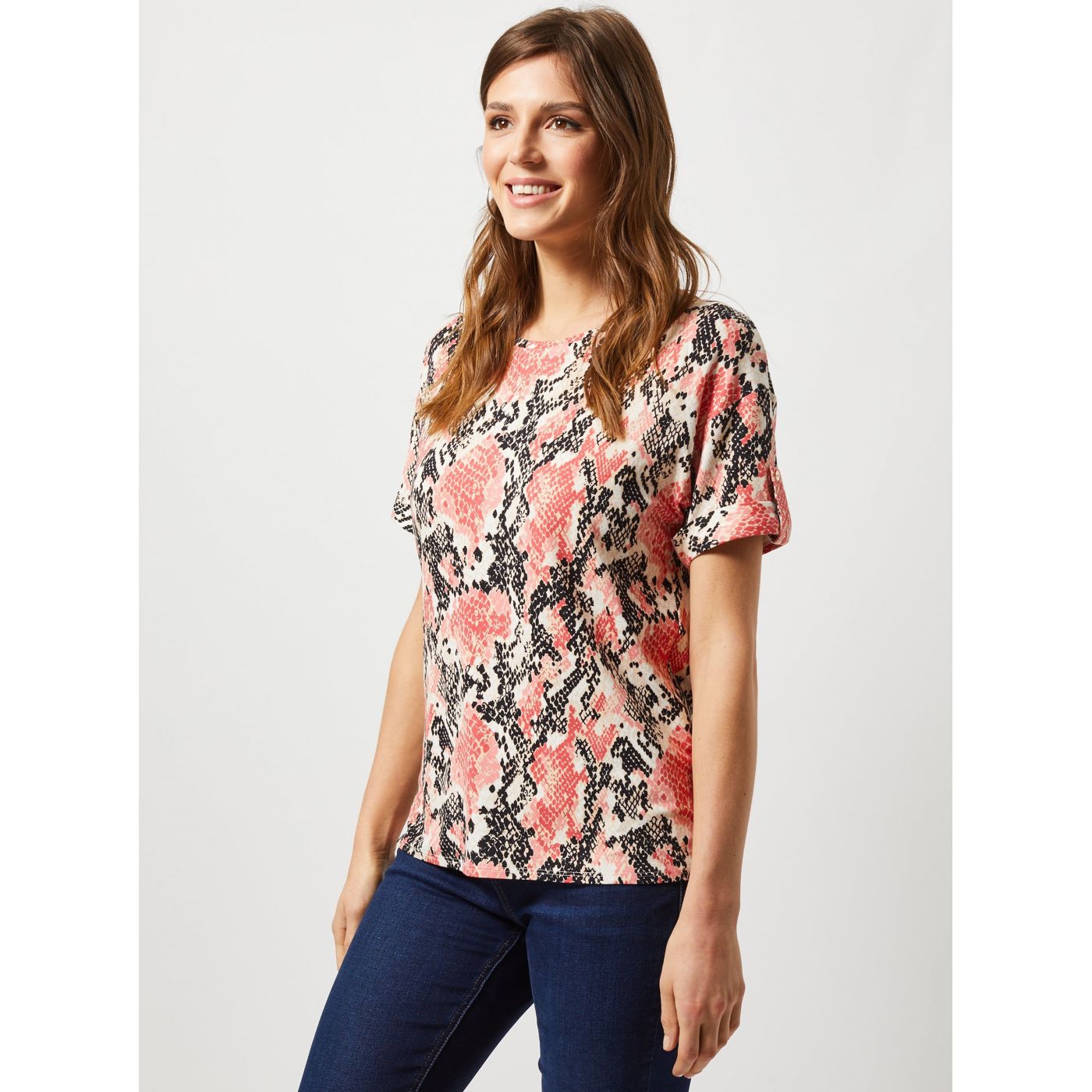 Dorothy Perkins Snake-Patterned Coral T-Shirt