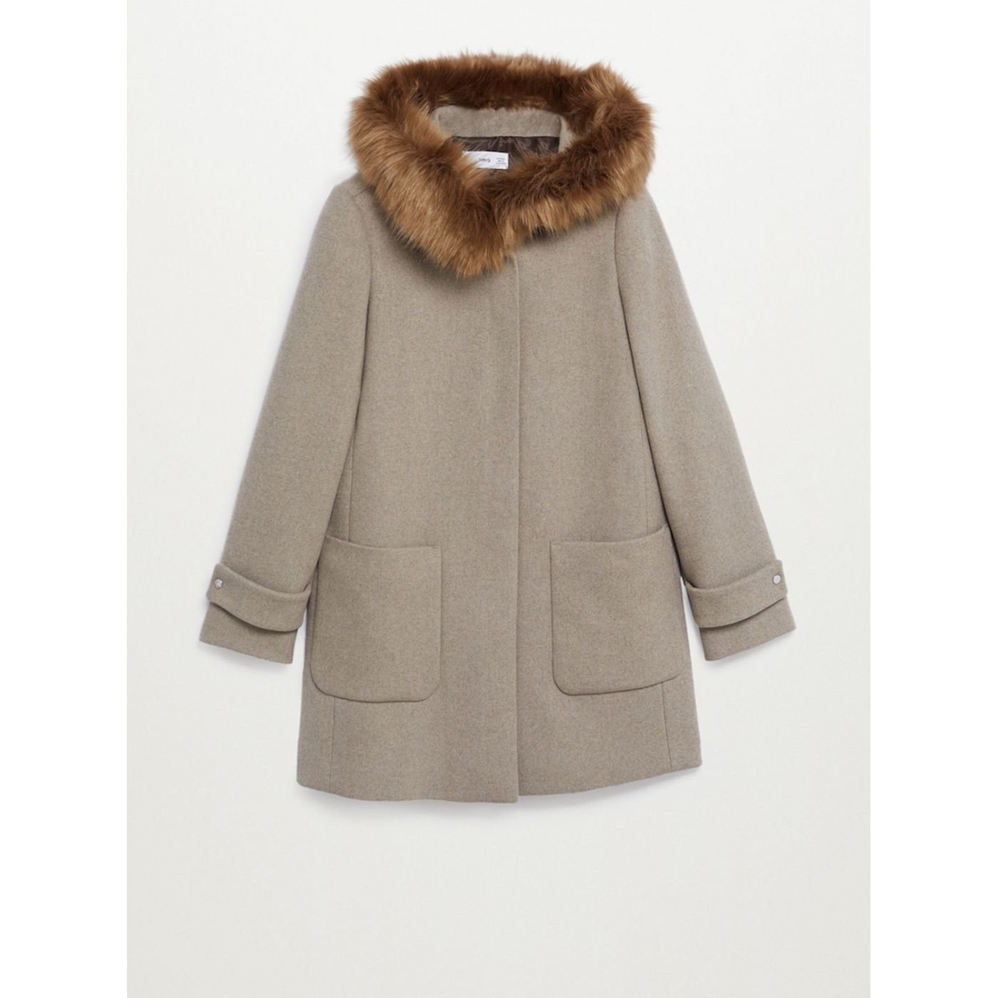 Beige coat with mango wool admissage