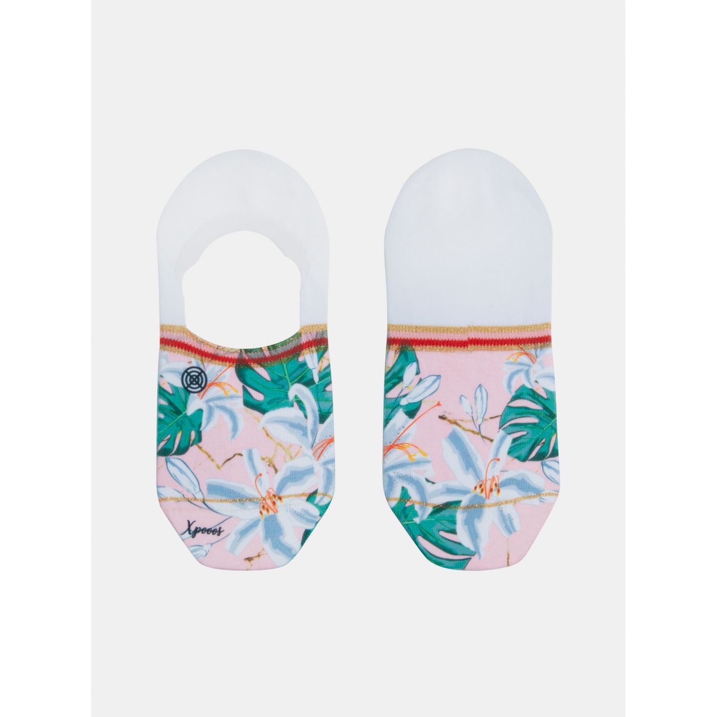 Pink-white women's low socks XPOOOS