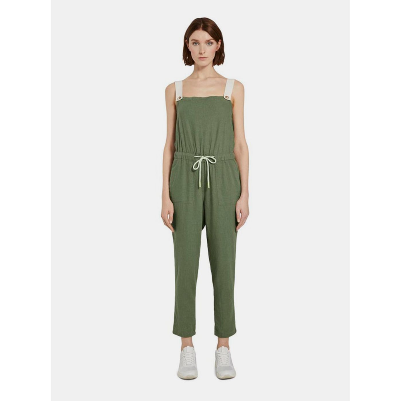 Khaki Women's Linen Jumpsuit By Tom Tailor Denim