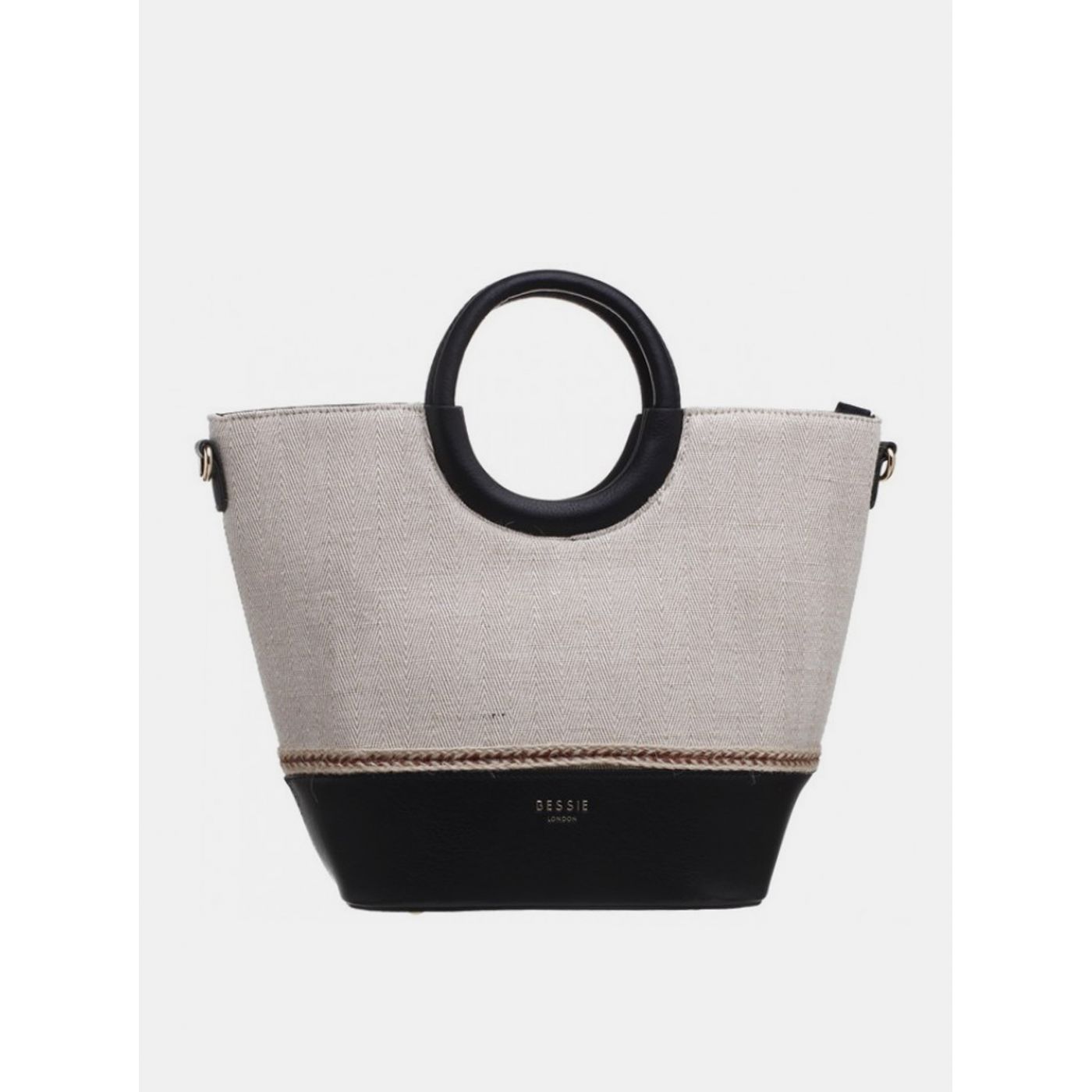 Bessie London Black Beige Handbag