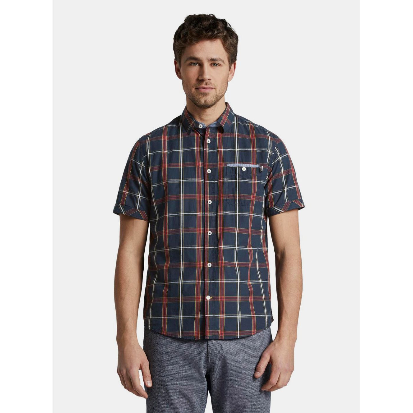 Dark Blue Men's Plaid Regular Fit Shirt Tom Tailor