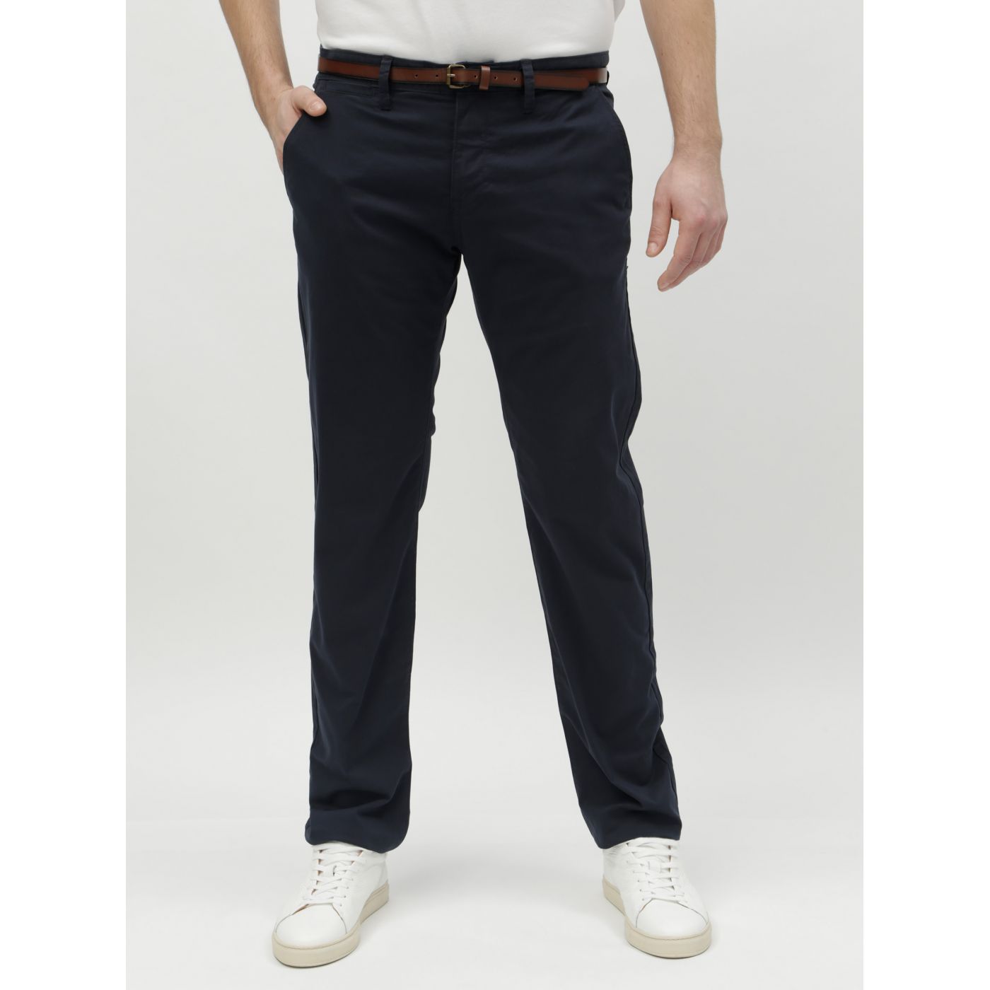 Dark Blue Men's Chino Pants with Tom Tailor Belt