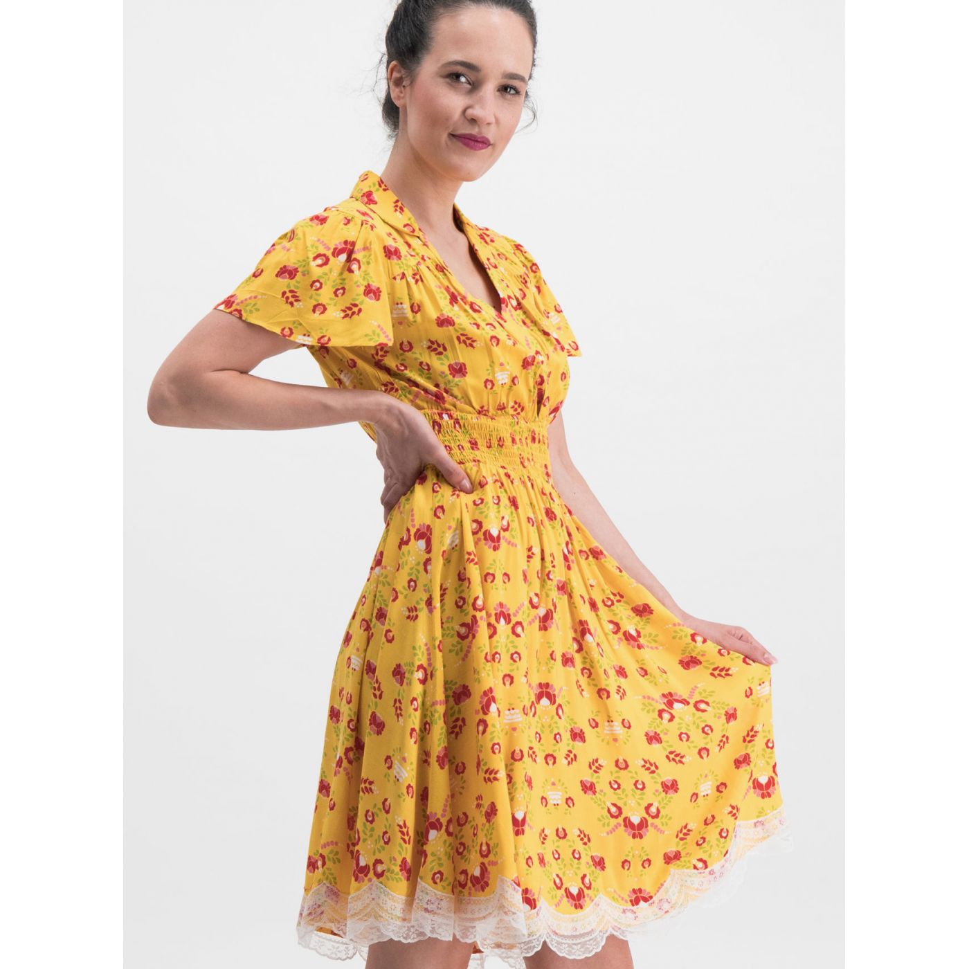 Blutsgeschwister Sweet Mariandl Yellow Floral Dress