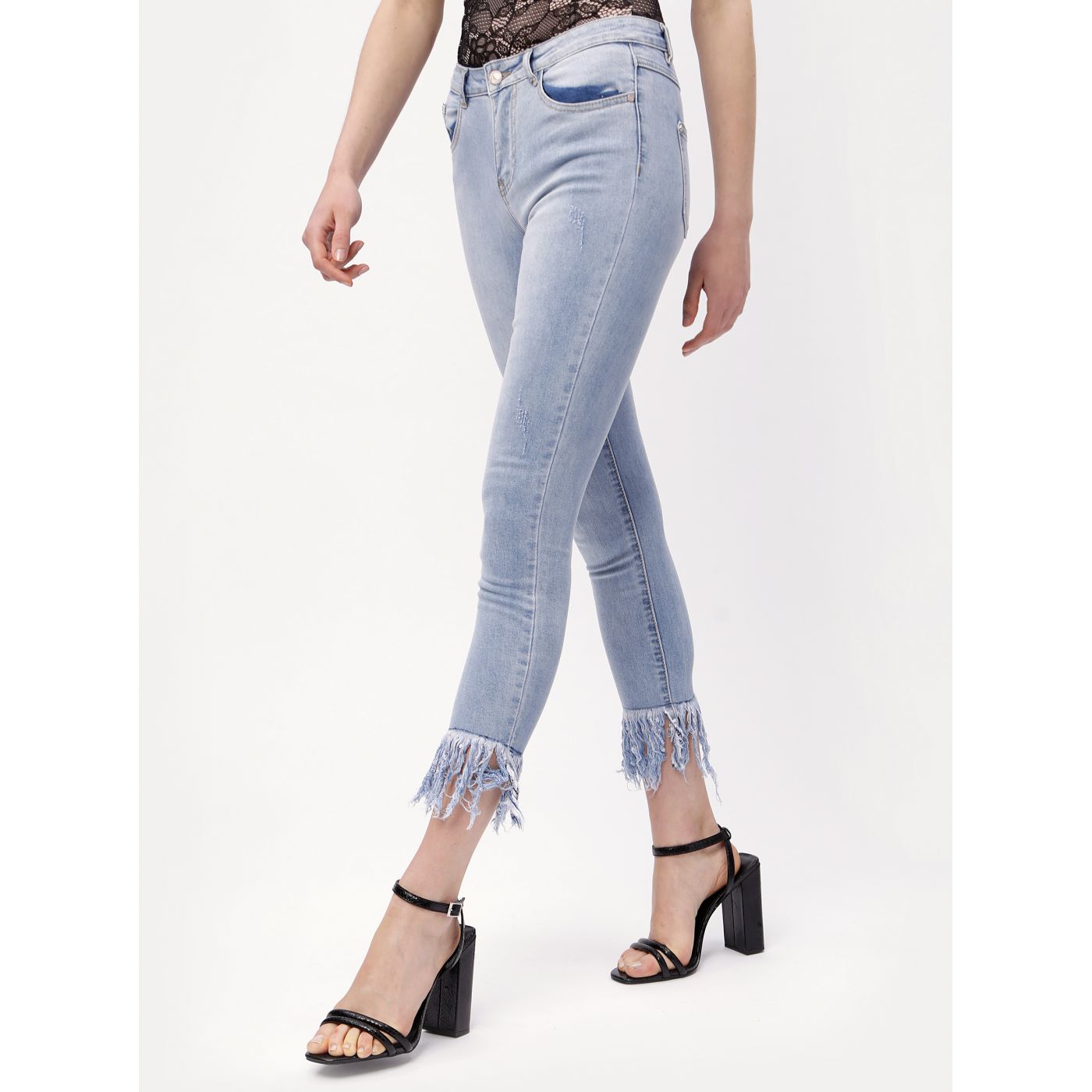 Light Blue Short Skinny Jeans MISSGUIDED