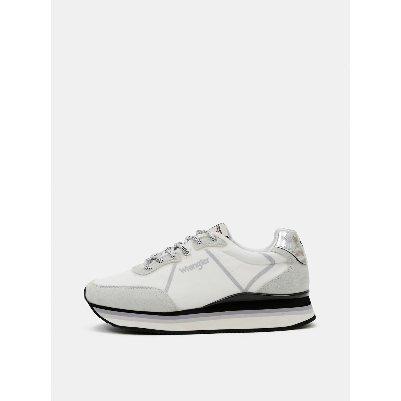 Grey-and-white women's sneakers with details in suede Wrangler