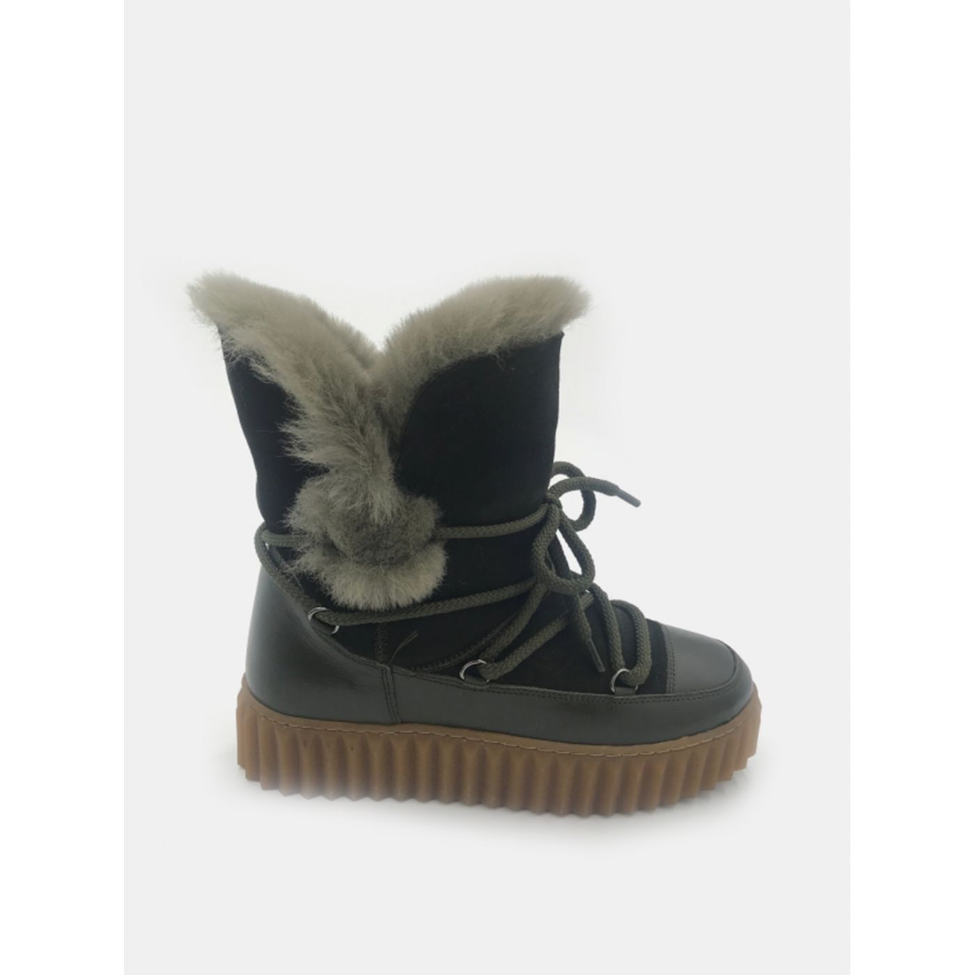 Khaki Women's Leather Winter Boots WILD