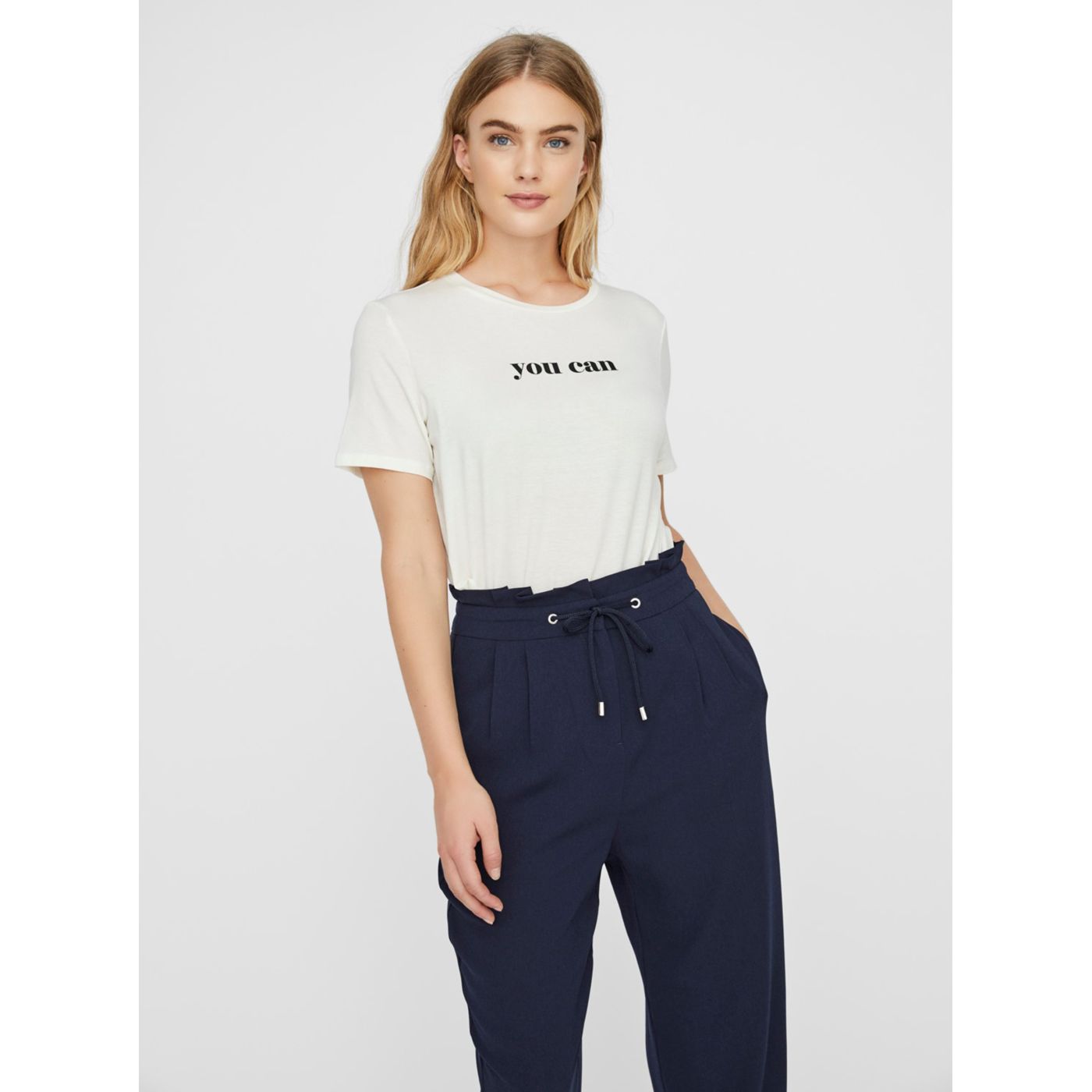 White T-shirt with printed AWARE by VERO MODA Woman