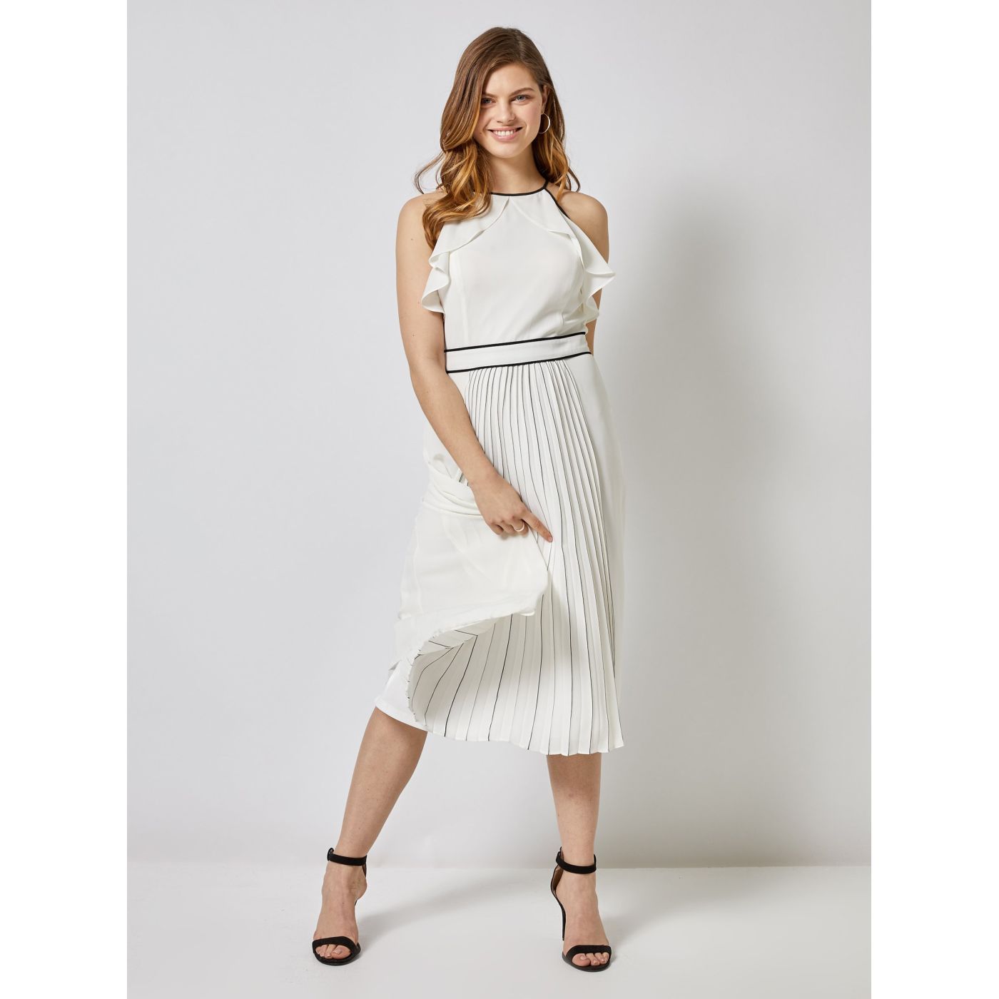 White pleated dorothy perkins dress