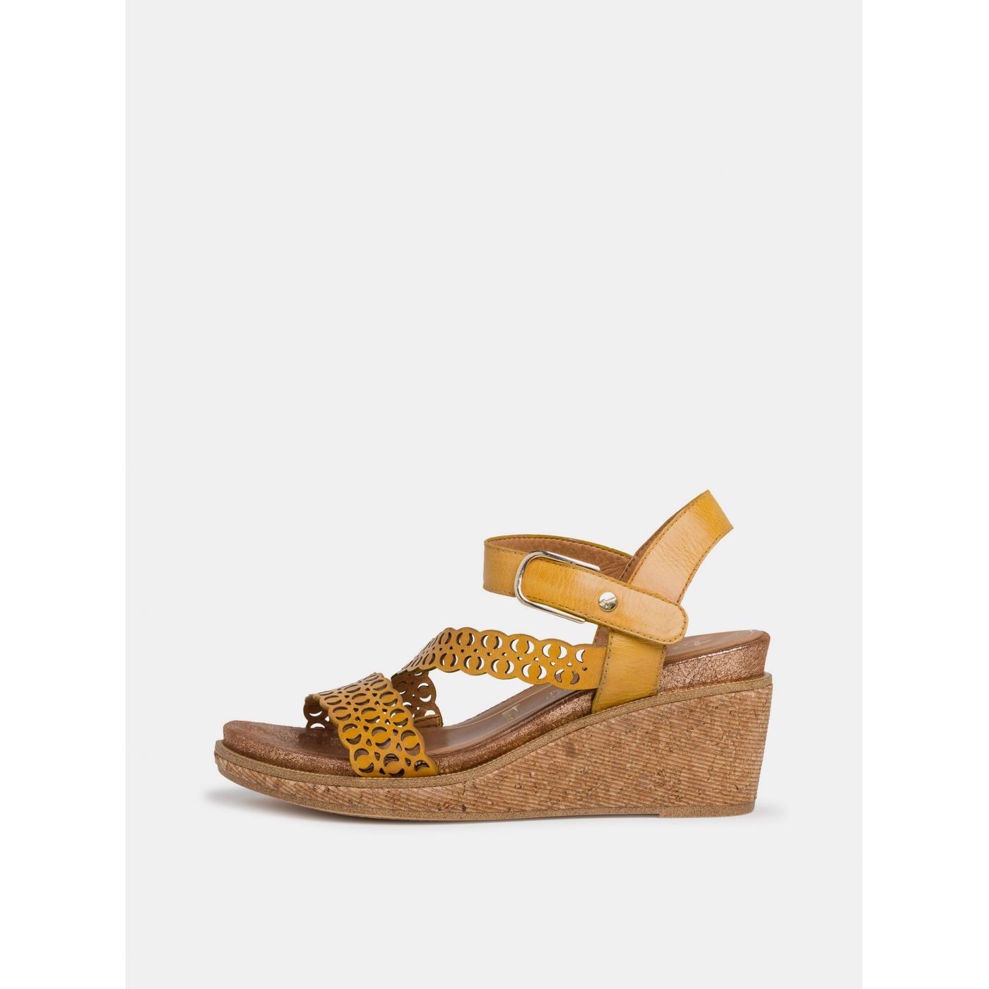 Tamaris Yellow Leather Wedge Sandals