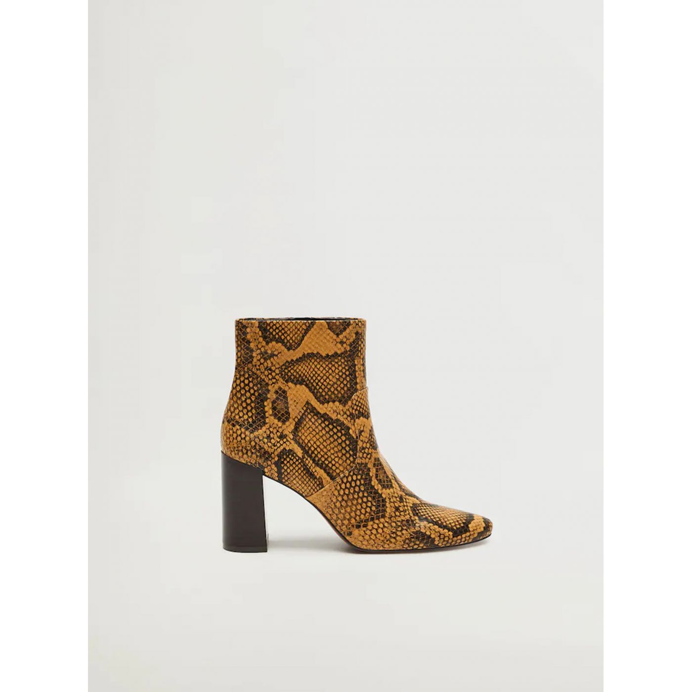 Brown ankle boots with snake pattern Mango Caleo