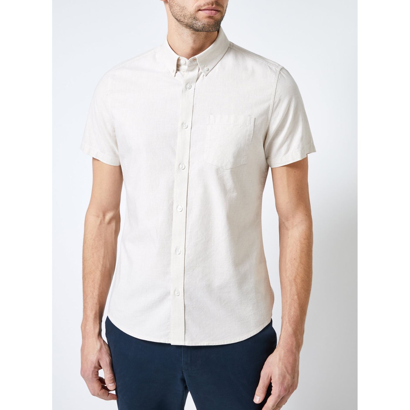 Burton Menswear London Short Sleeve Beige Shirt