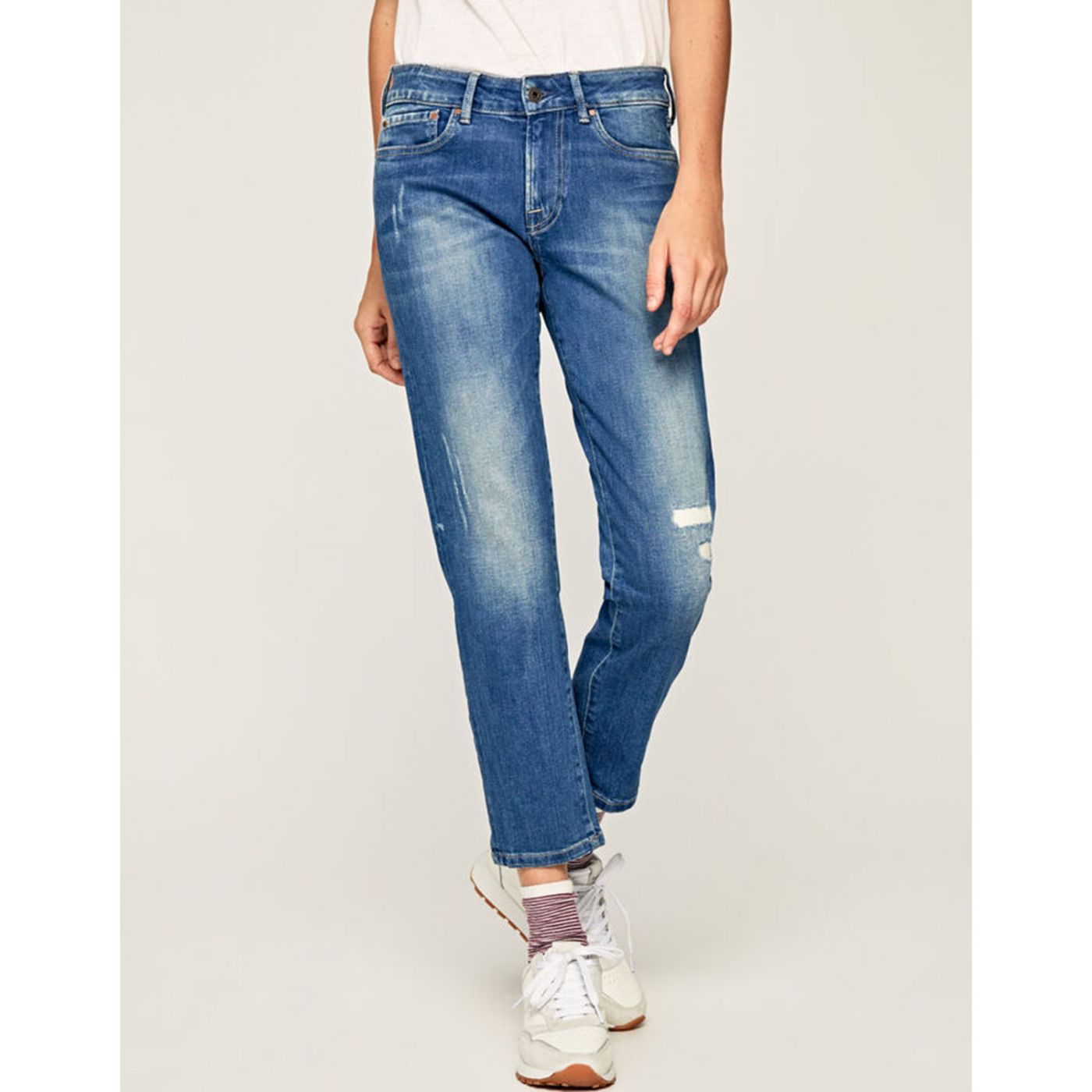 Blue Women's Abbreviated Boyfriend Jeans Pepe Jeans Jolie