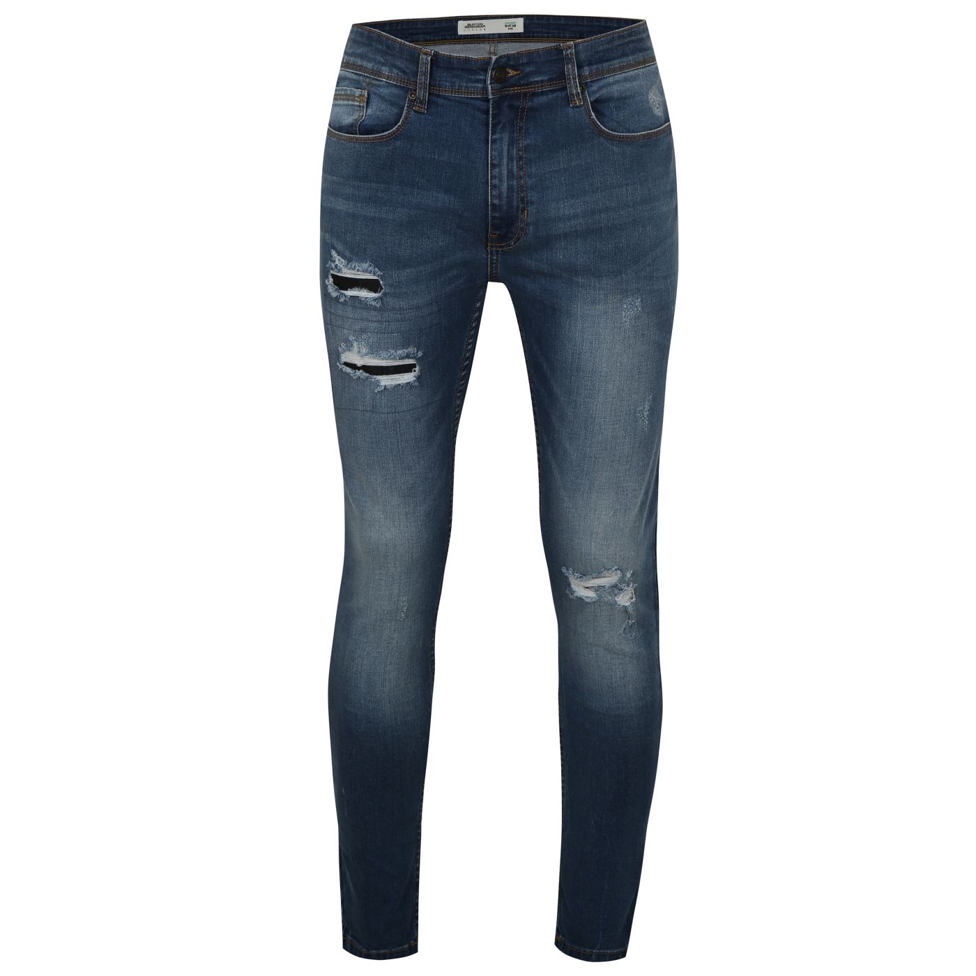 Blue super skinny jeans with torn burton menswear london effect