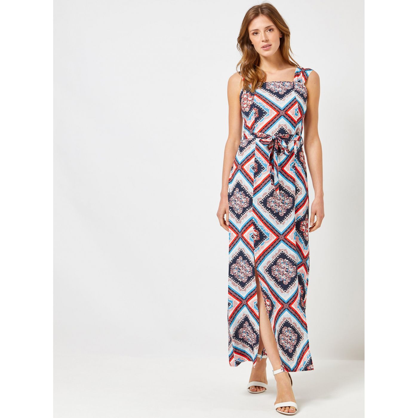 Dorothy Perkins Red-Blue Patterned Maxi dress
