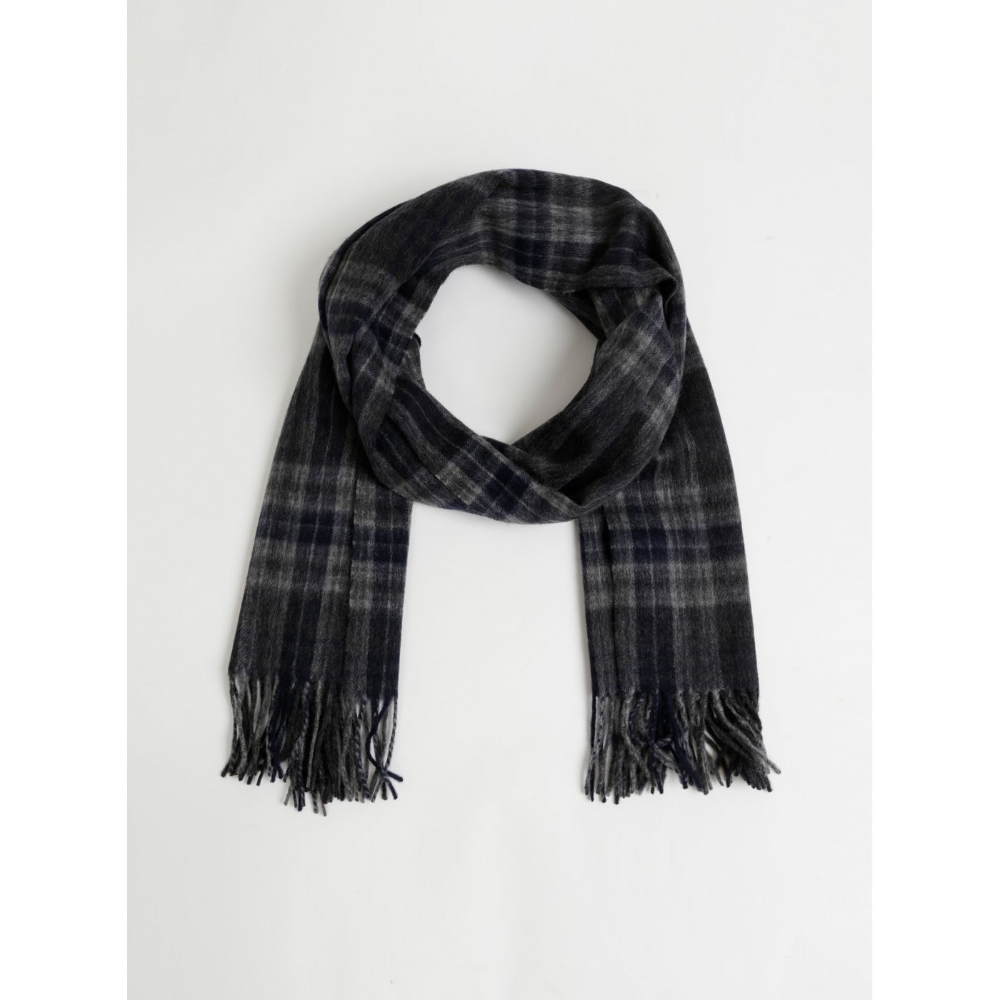 Grey Plaid Wool Scarf Selected Homme Time