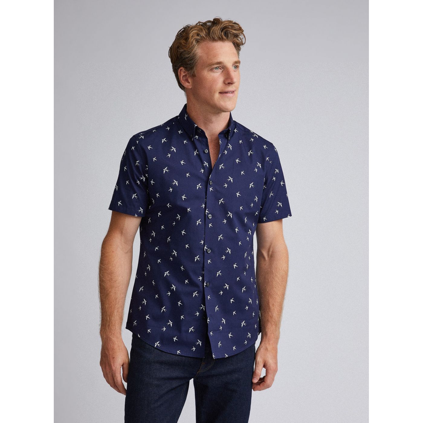 Burton Menswear London Dark Blue Patterned Shirt