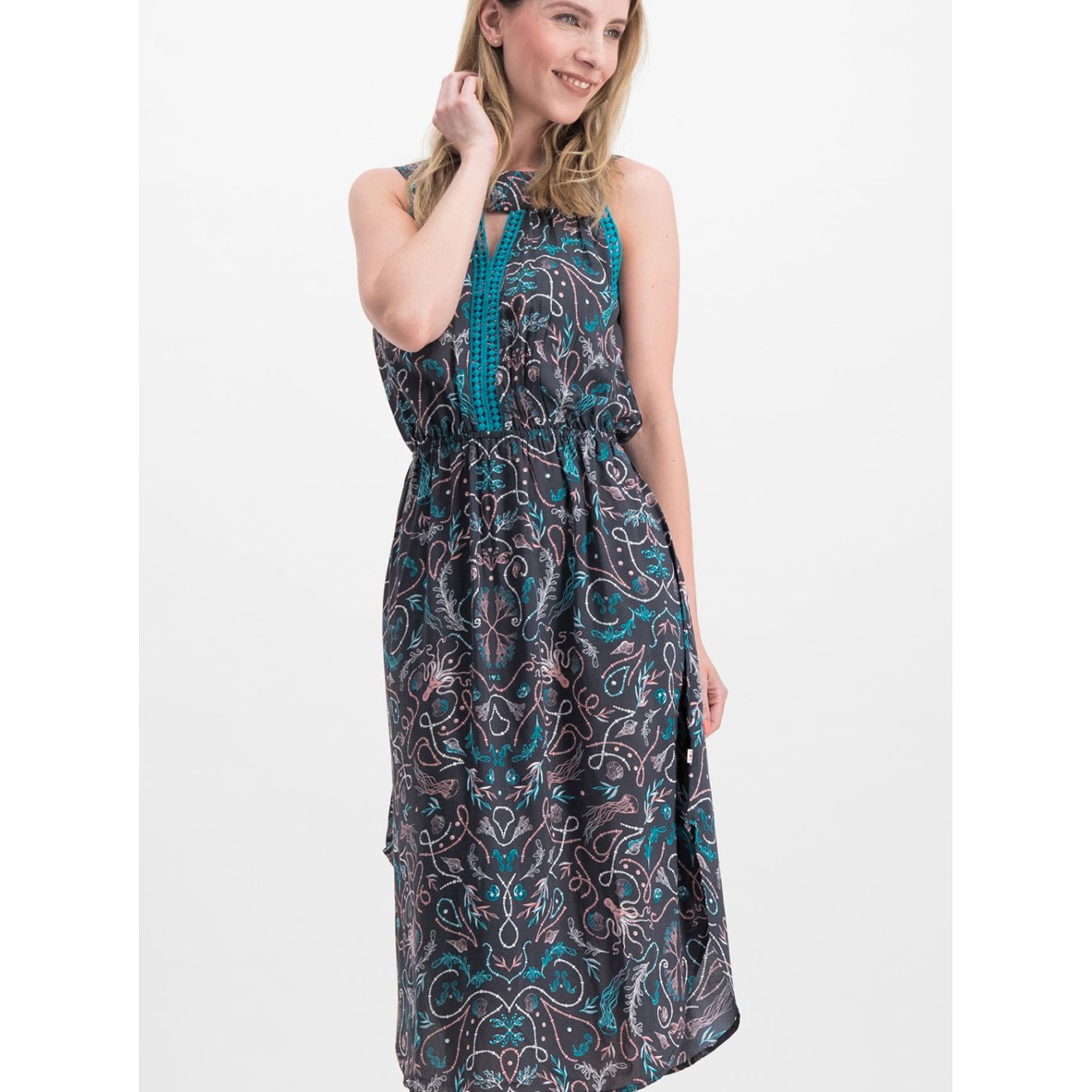 Blutsgeschwister Dark Blue Patterned Mididishts