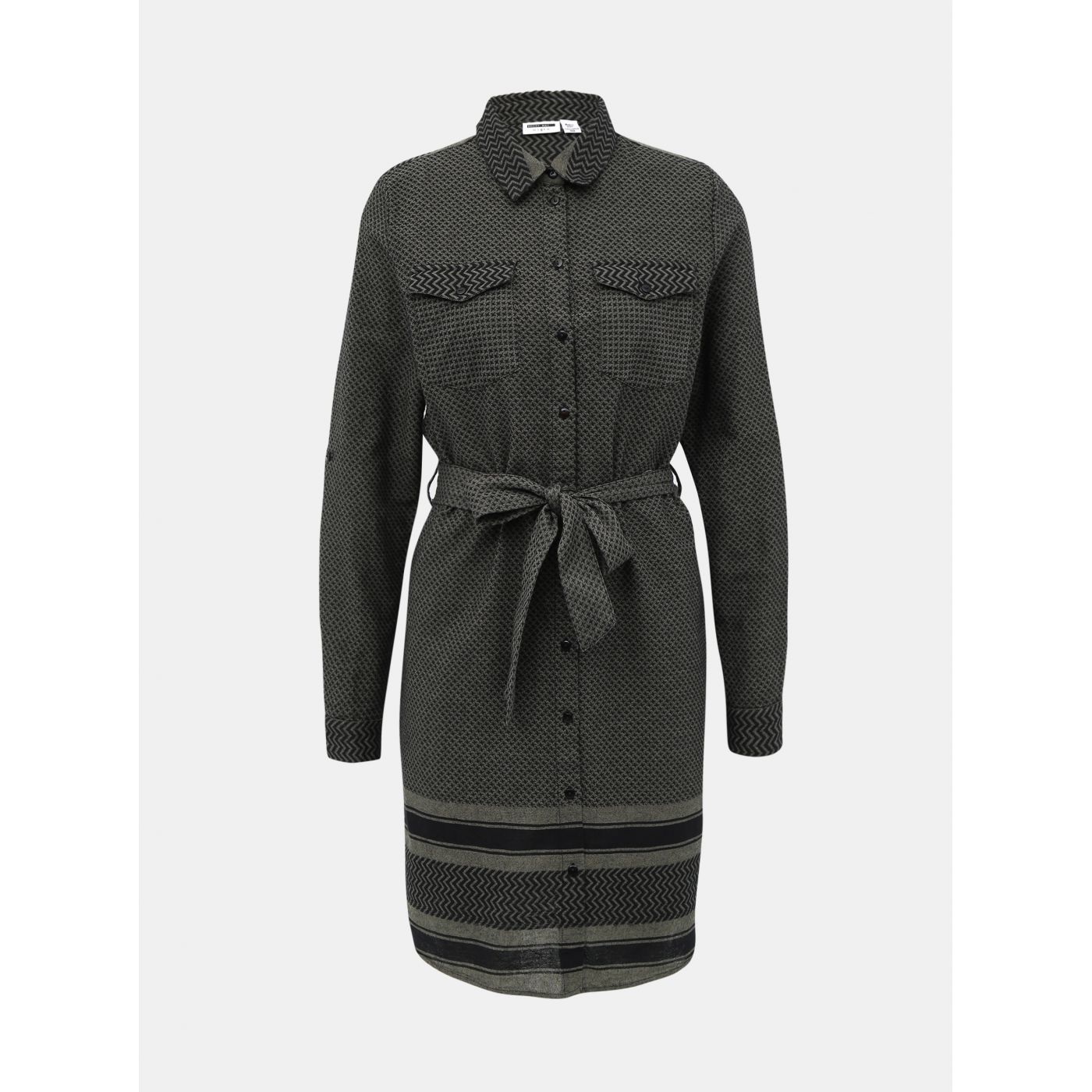Noisy May Winny Dark Green Patterned Shirt Dress