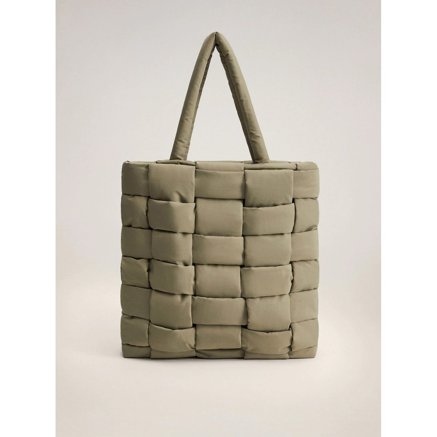 Khaki stitched shopper Mango Edredon