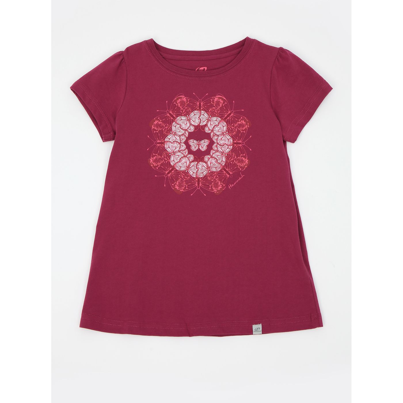 Dark pink girl t-shirt printed by Hannah Poppy
