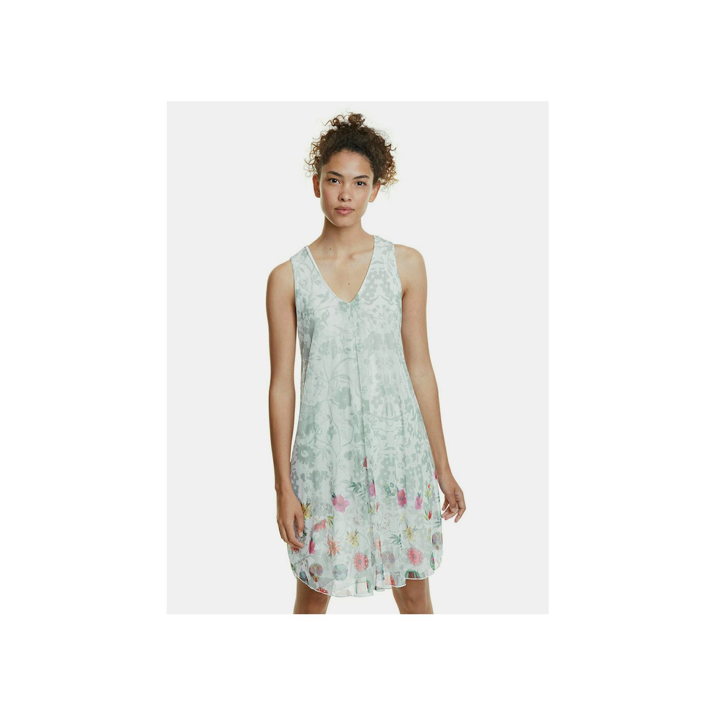Desigual Carnagy Light Green Floral Dress