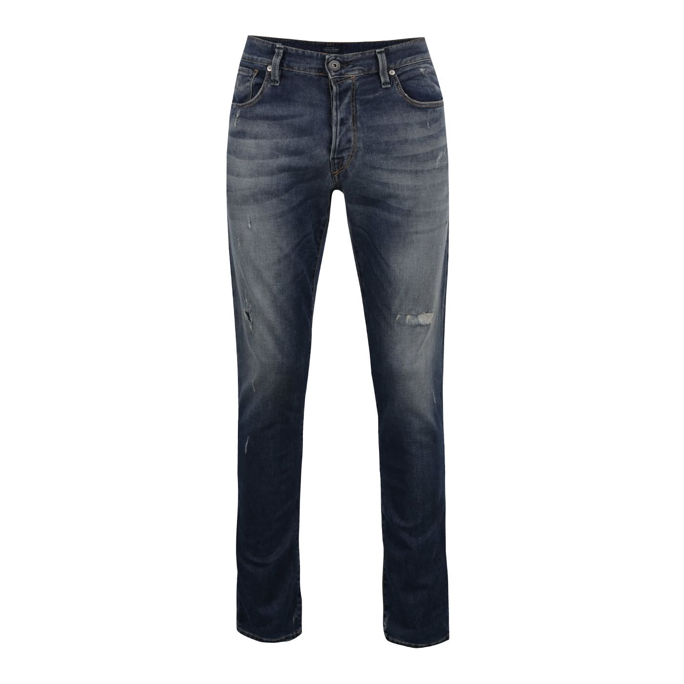 Dark blue jeans with a torn Jack & Jones Glenn Icon effect