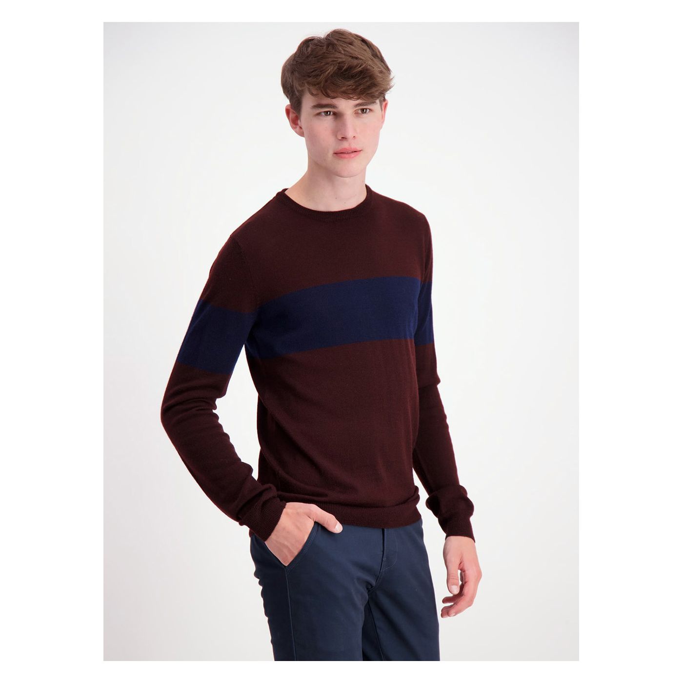 Lindbergh blue-burgundy wool sweater