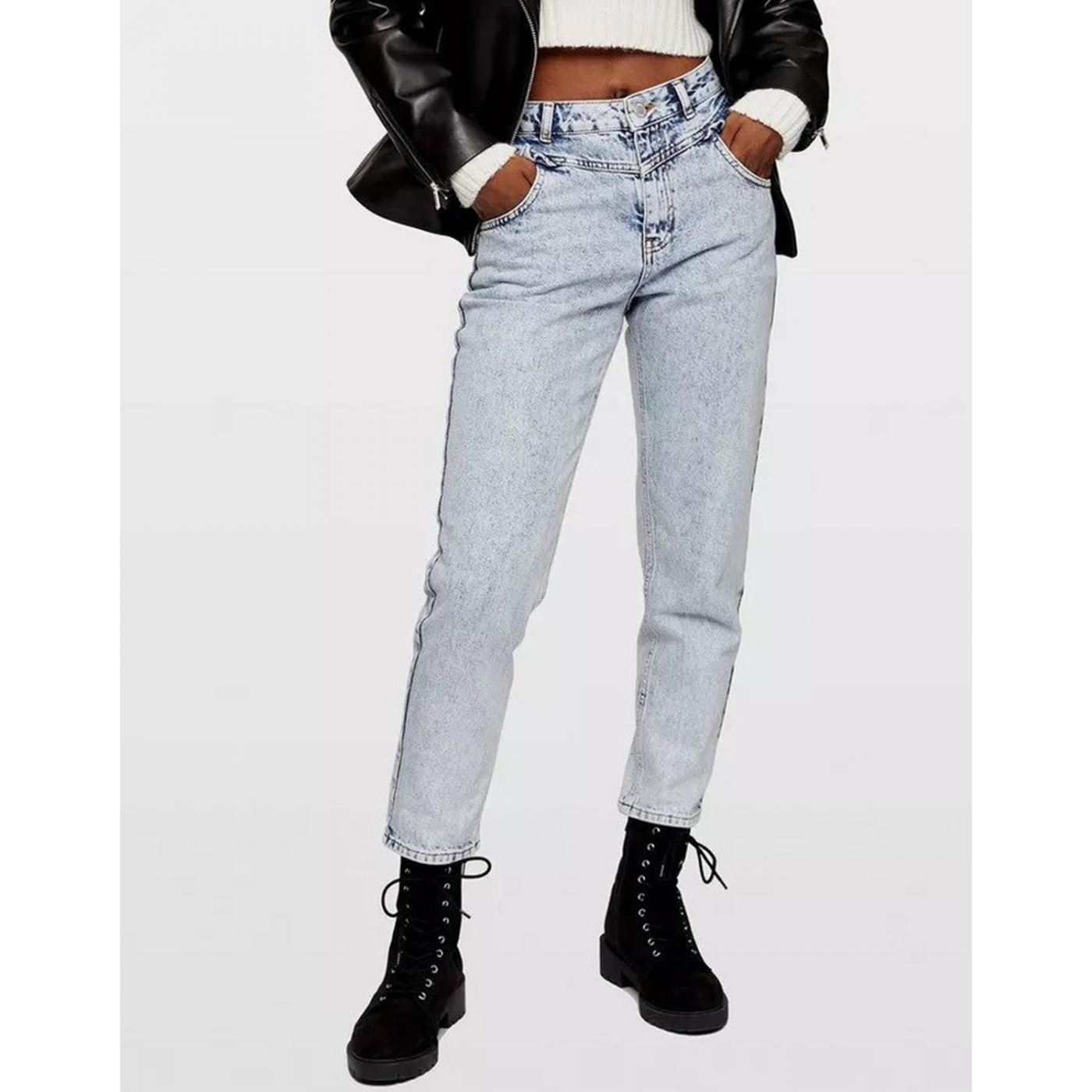 Light Blue Cropped Mom Fit Jeans Miss Selfridge