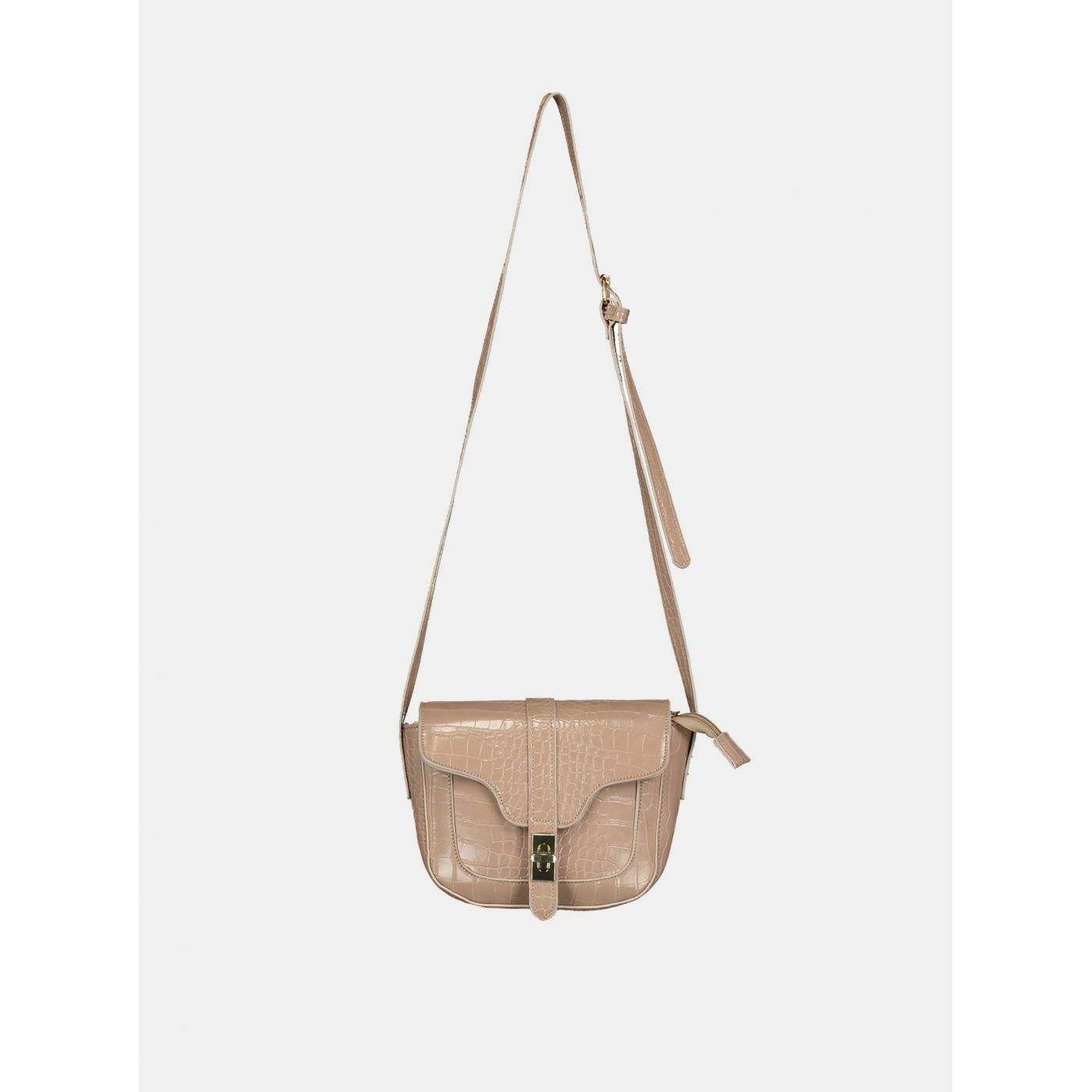 Beige crossbody handbag with crocodile pattern Haily ́s Elisa