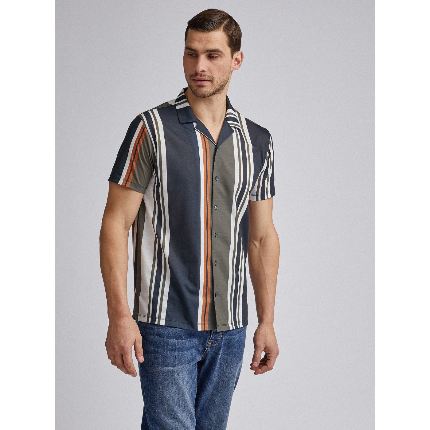 Khaki Striped Shirt Burton Menswear London
