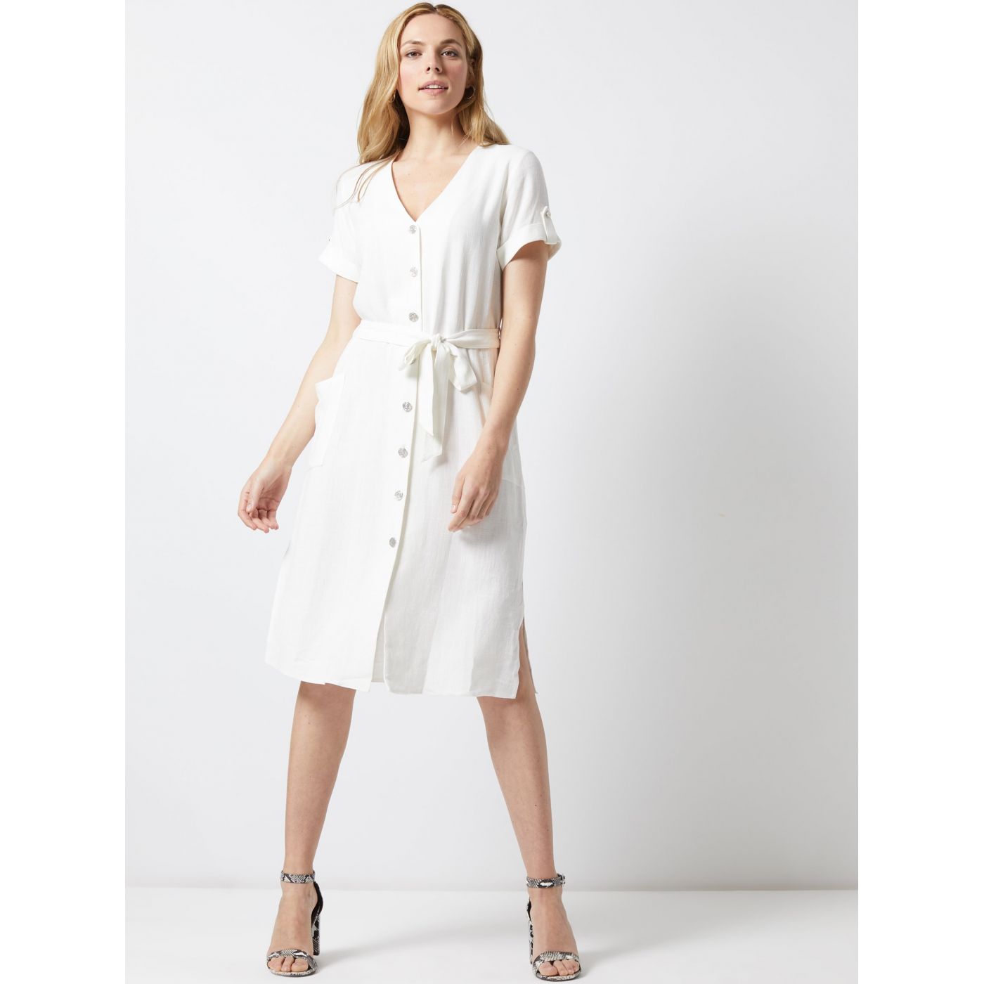 Cream dress with admixture of linen Dorothy Perkins