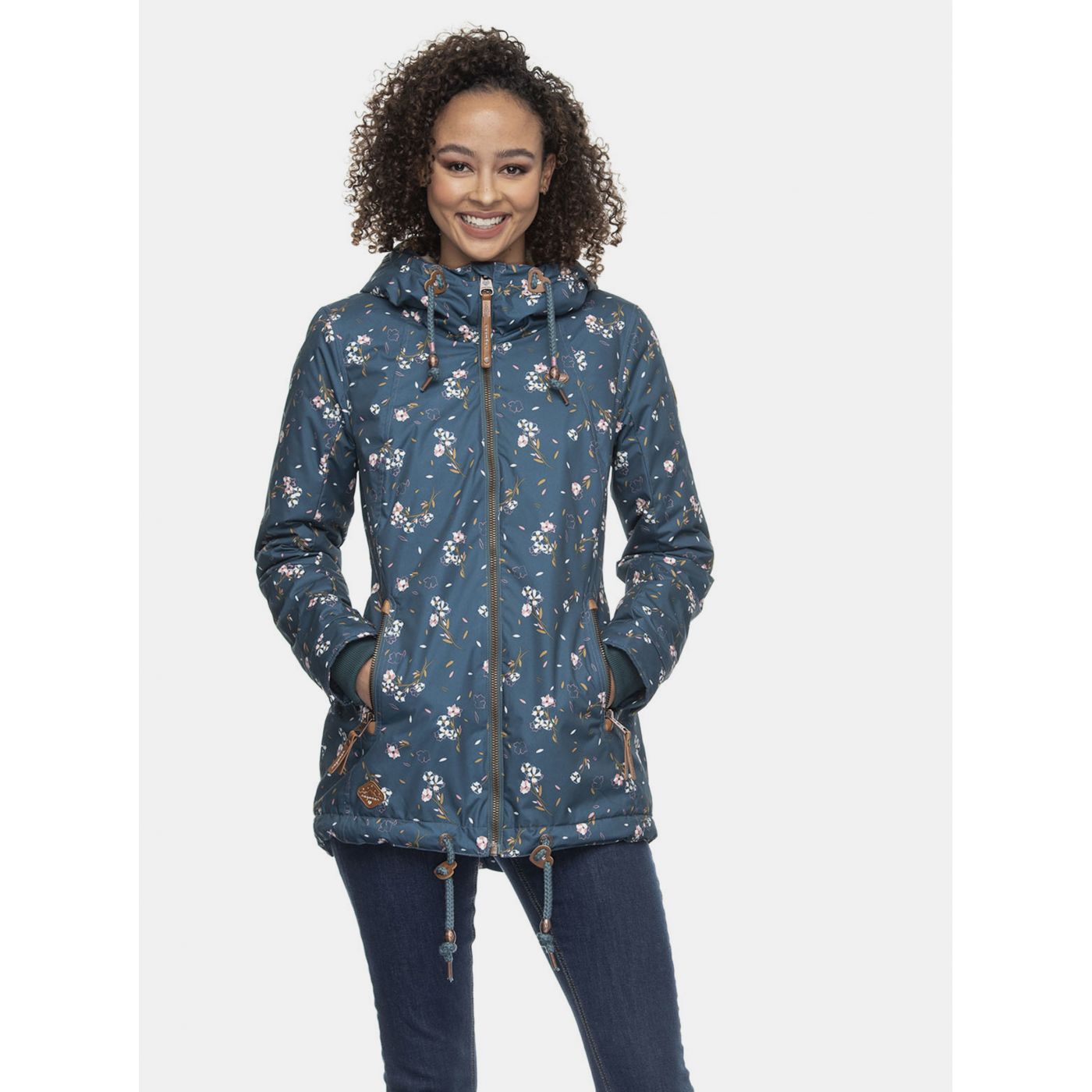 Blue Women's Flowered Winter Ragwear Jacket