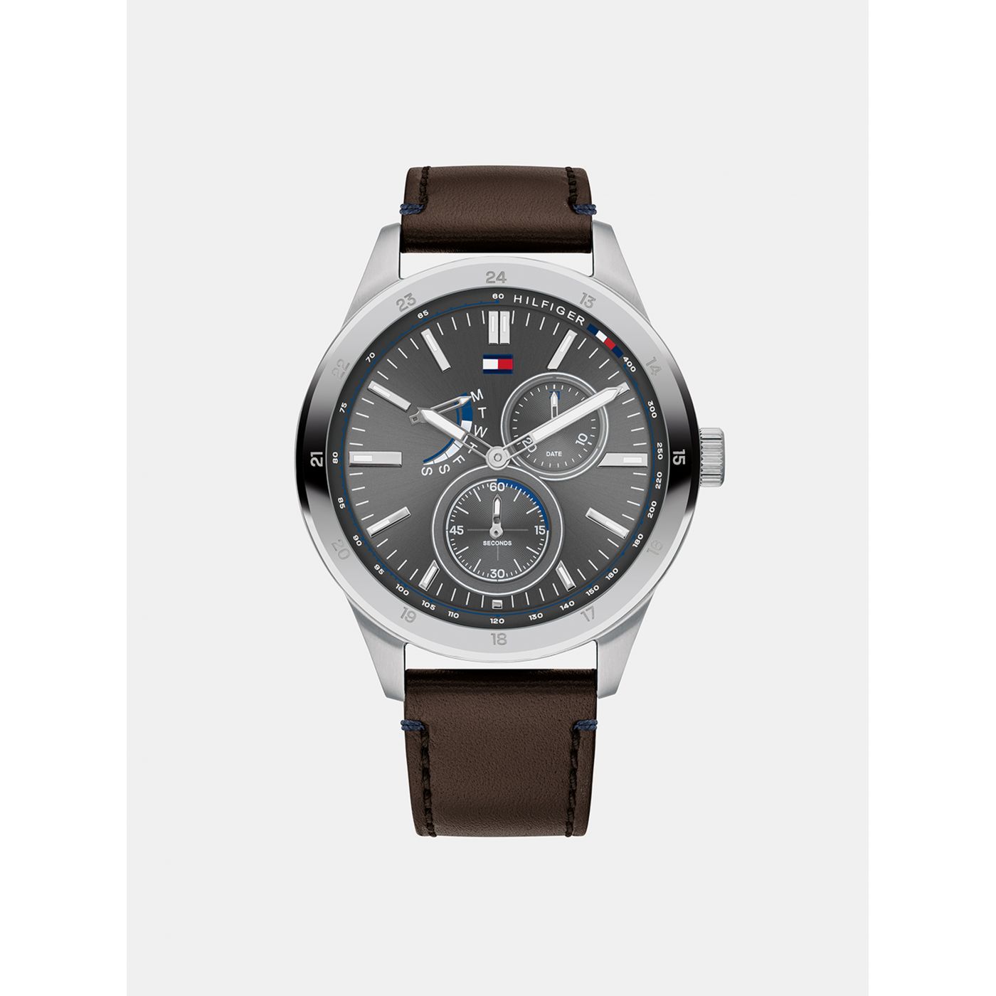 Tommy Hilfiger dark brown leather belt watch