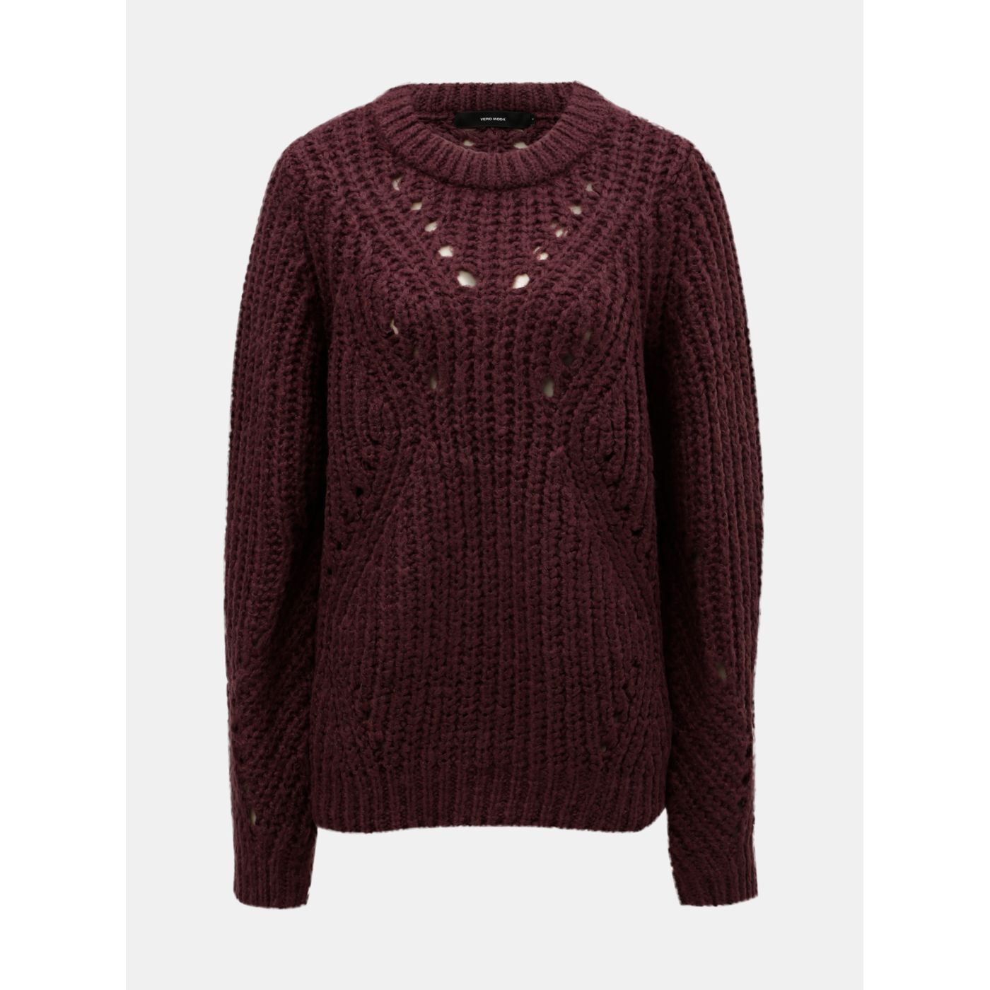 Burgundy sweater with wide eye-poo VERO MODA Pica