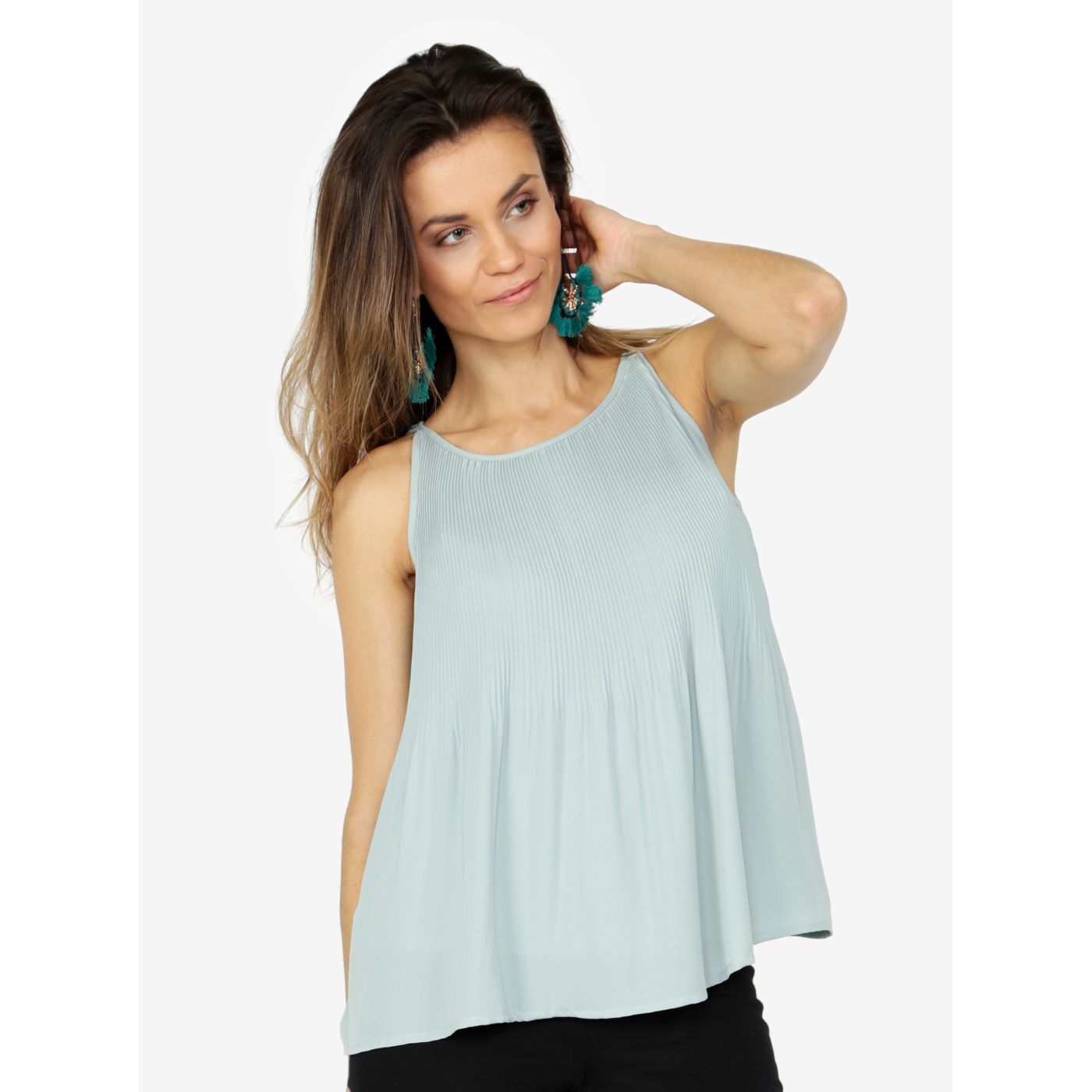 Light green loose pleated blouse VERO MODA Mamanda