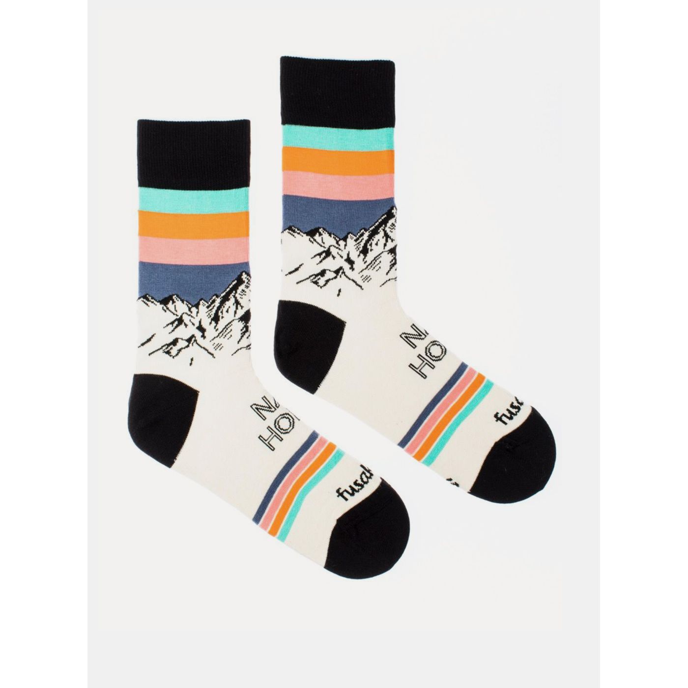 Cream patterned Fusakle Socks Morning in the Mountains