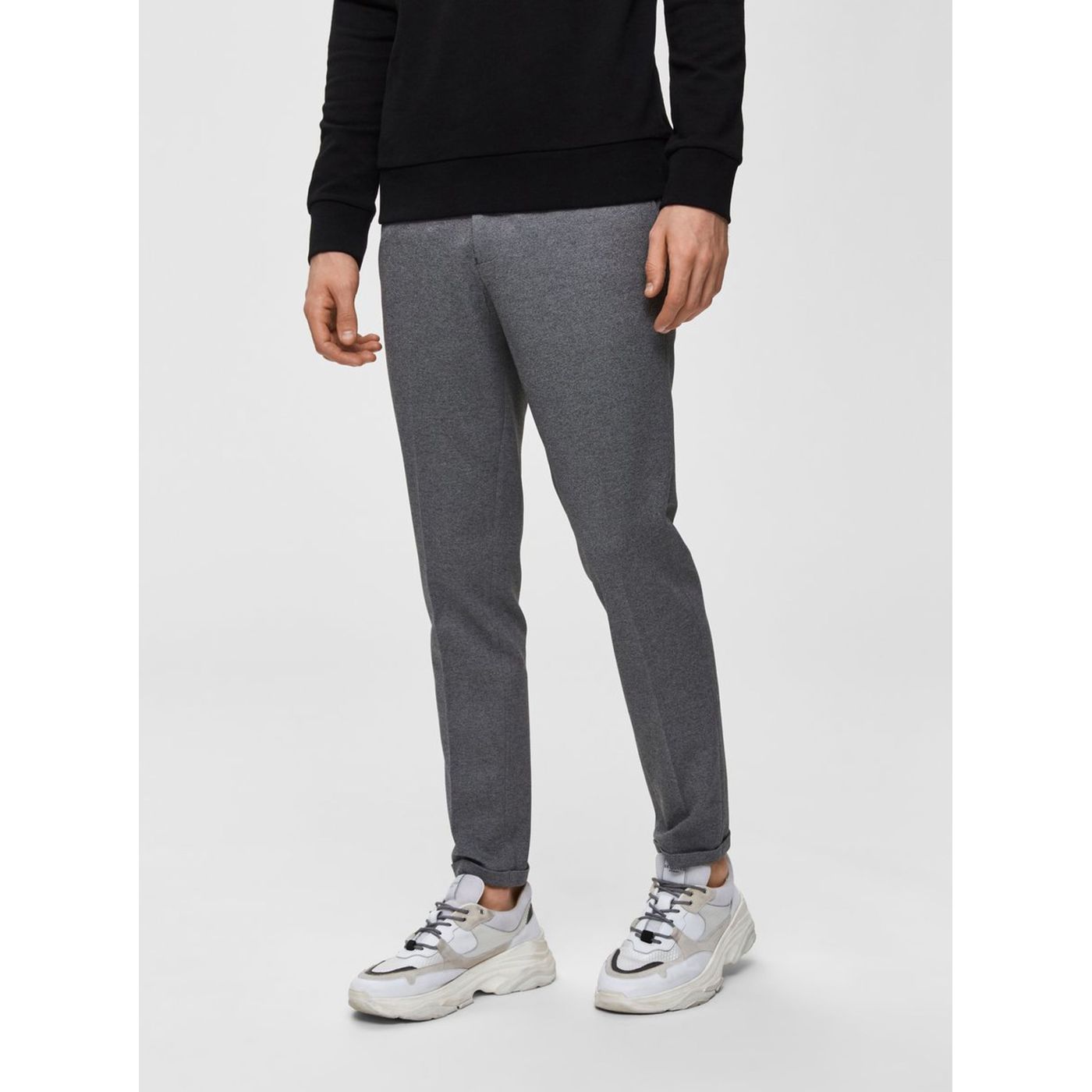Grey Annealed Shortened Skinny Fit Pants Selected By Homme Jersey