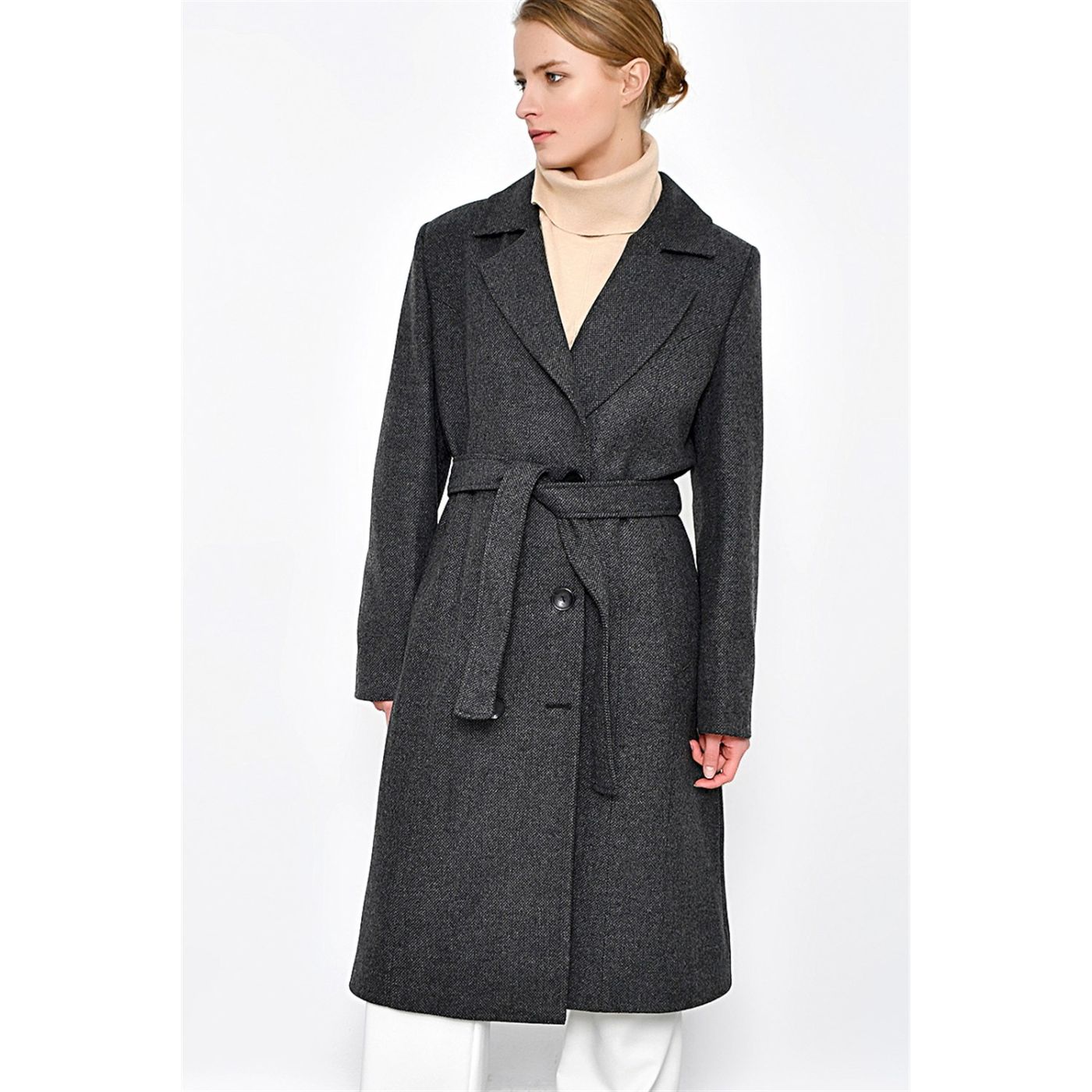 Z6377 DEWBERRY WOMEN's COAT-PATTERNED ANTHRACITE