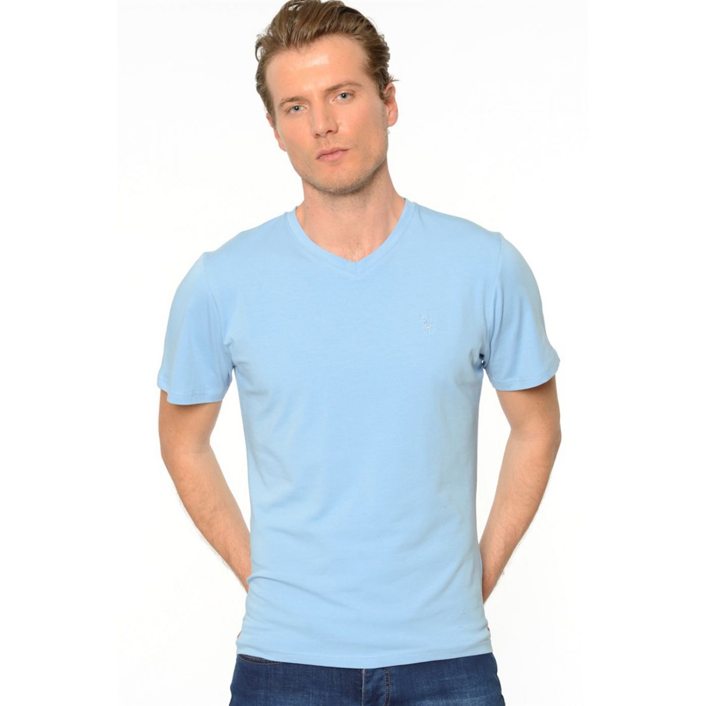 T8537 DEWBERRY T-SHIRT-BLUE