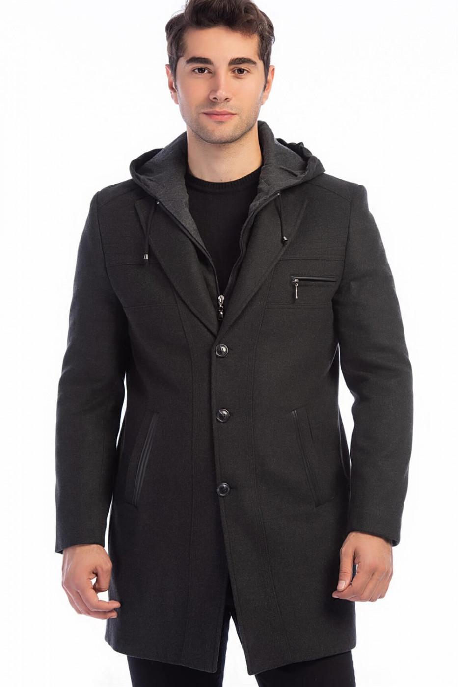 PLT8354 DEWBERRY SLIM-FIT COAT-ANTHRACITE