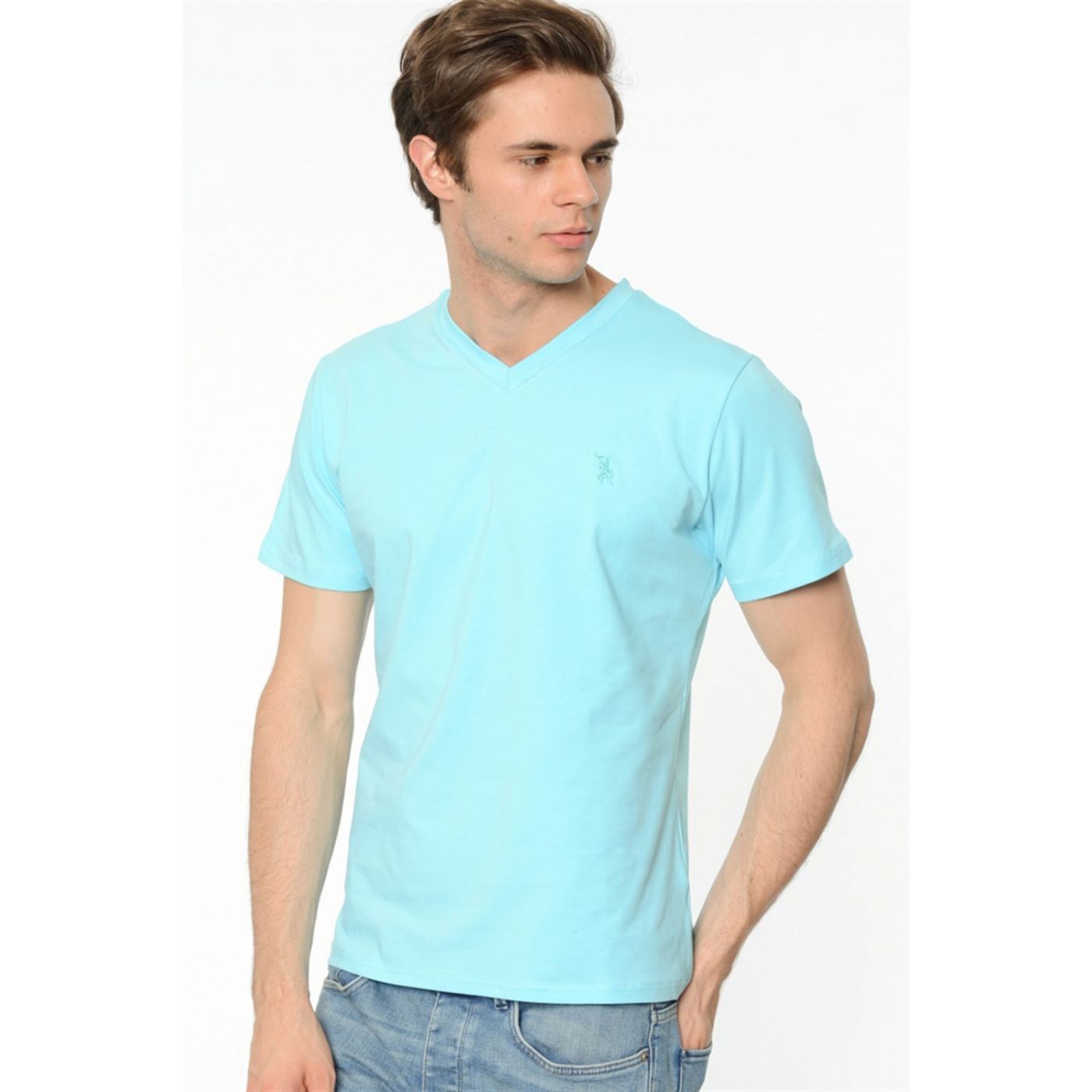 T8537 DEWBERRY T-SHIRT-TURQUOISE