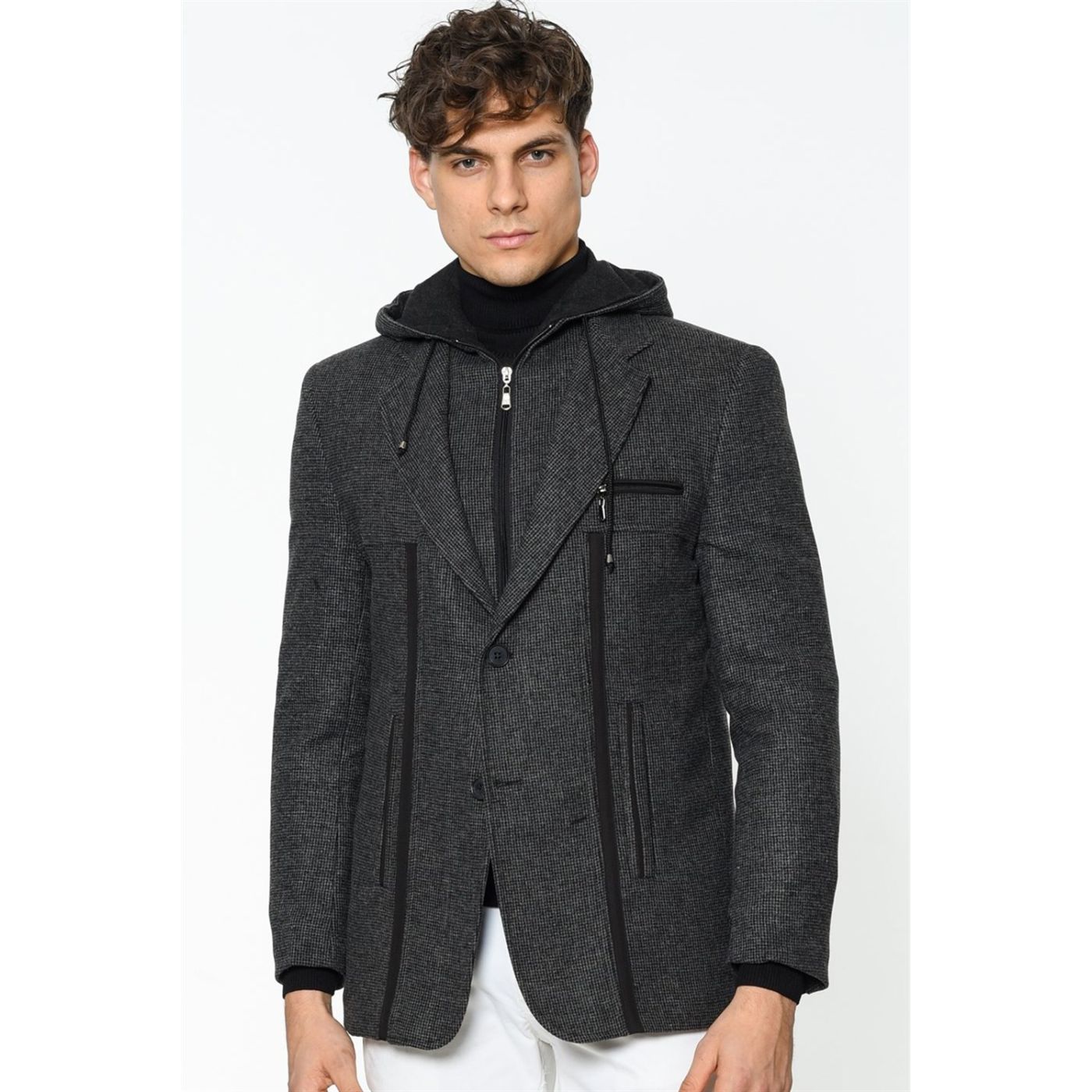 K7534 DEWBERRY MALE COAT-PATTERNED ANTHRACITE