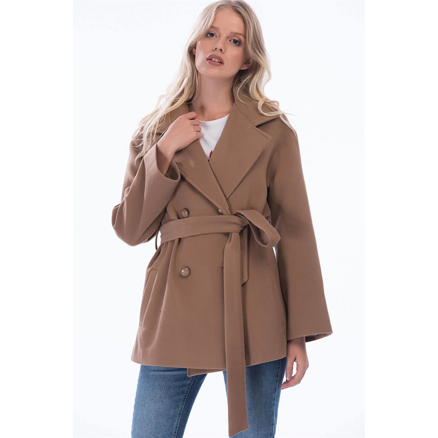 Z6584 DEWBERRY WOMEN KABAN-CAMEL
