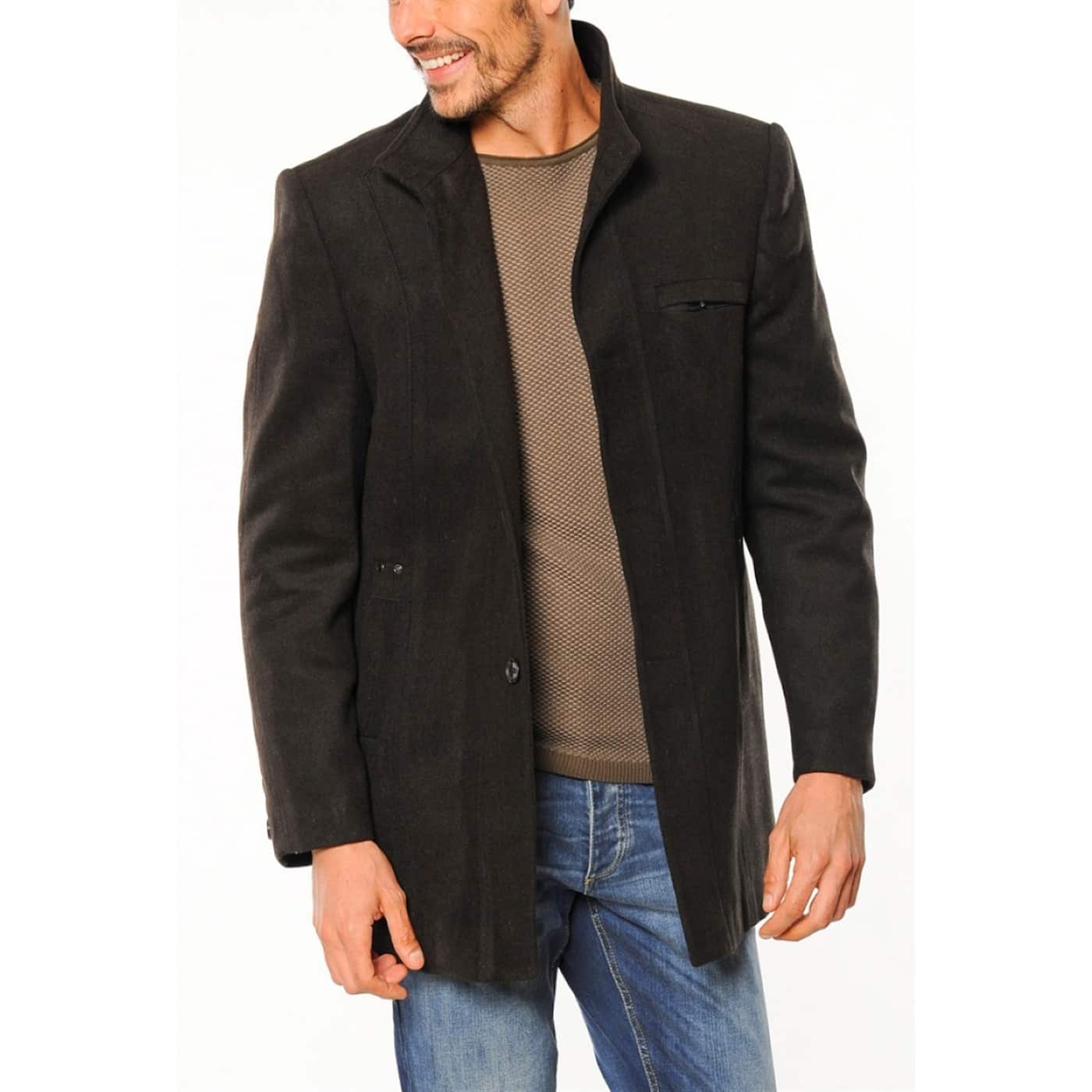 PLT8306 DEWBERRY COAT-DIAGONAL COFFEE